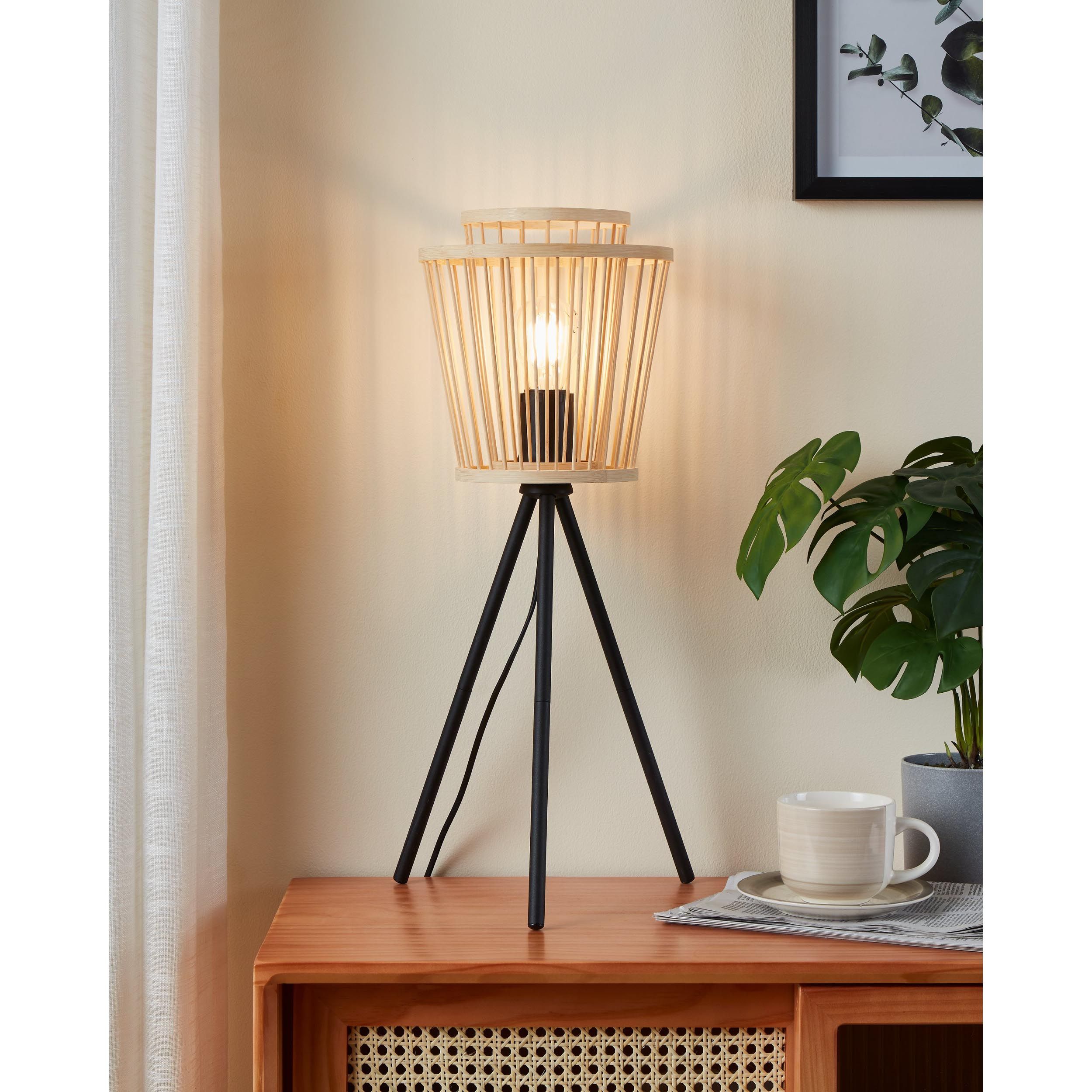 Lampe de table HYKEHAM bambou/naturel H57cm