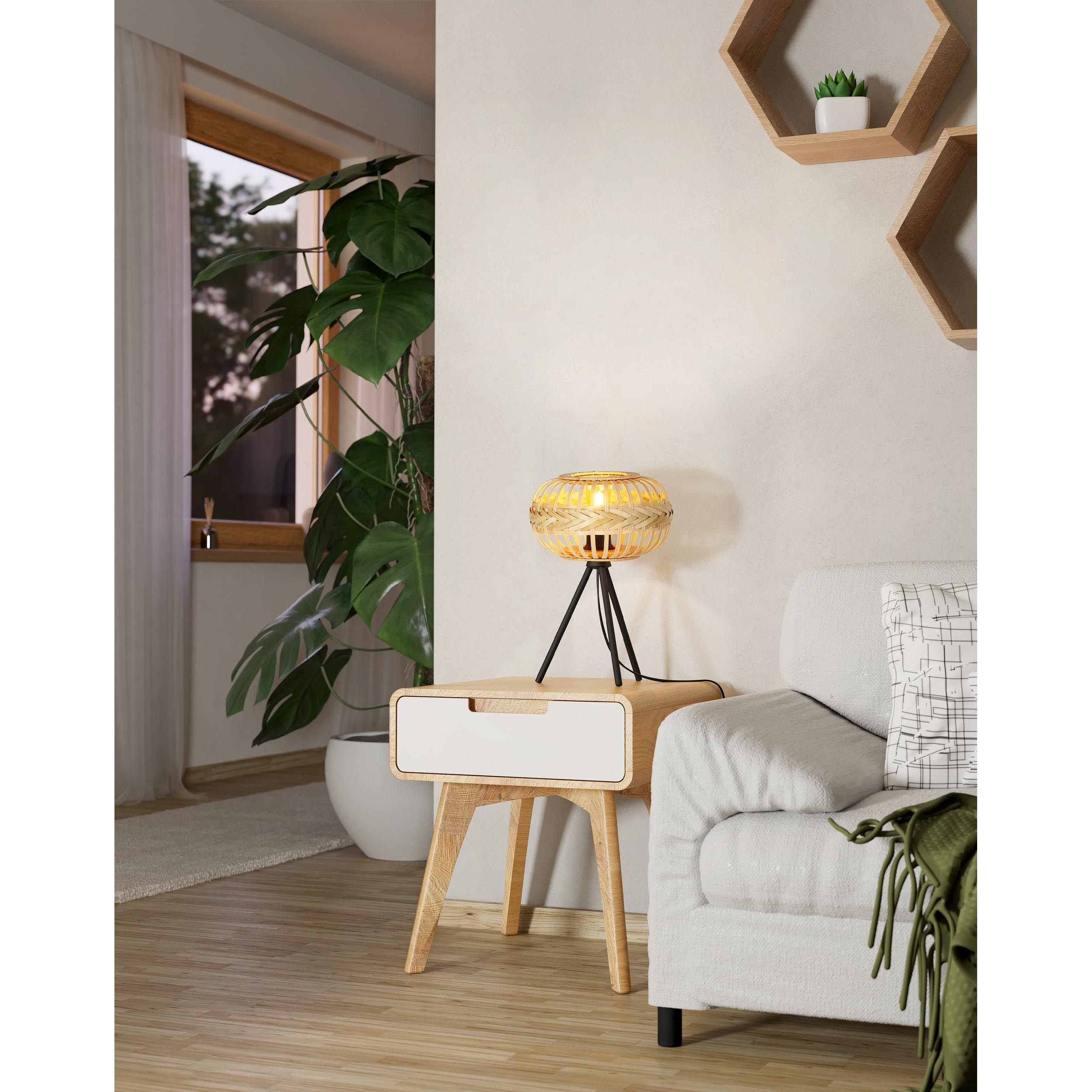 Lampe de table AMSFIELD bois/noir H41cm