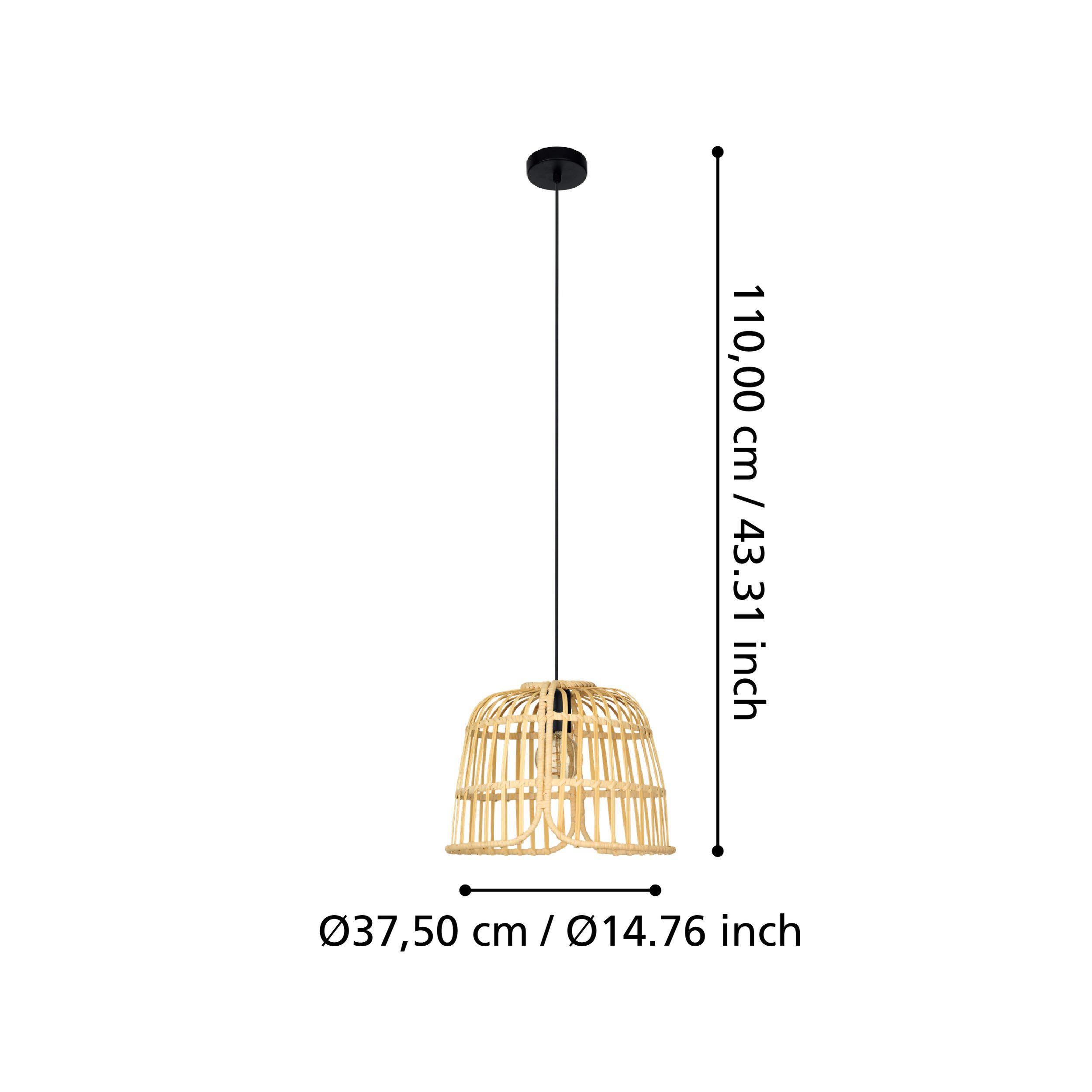 Suspension GLYNEATH rotin naturel Ø37,5cm