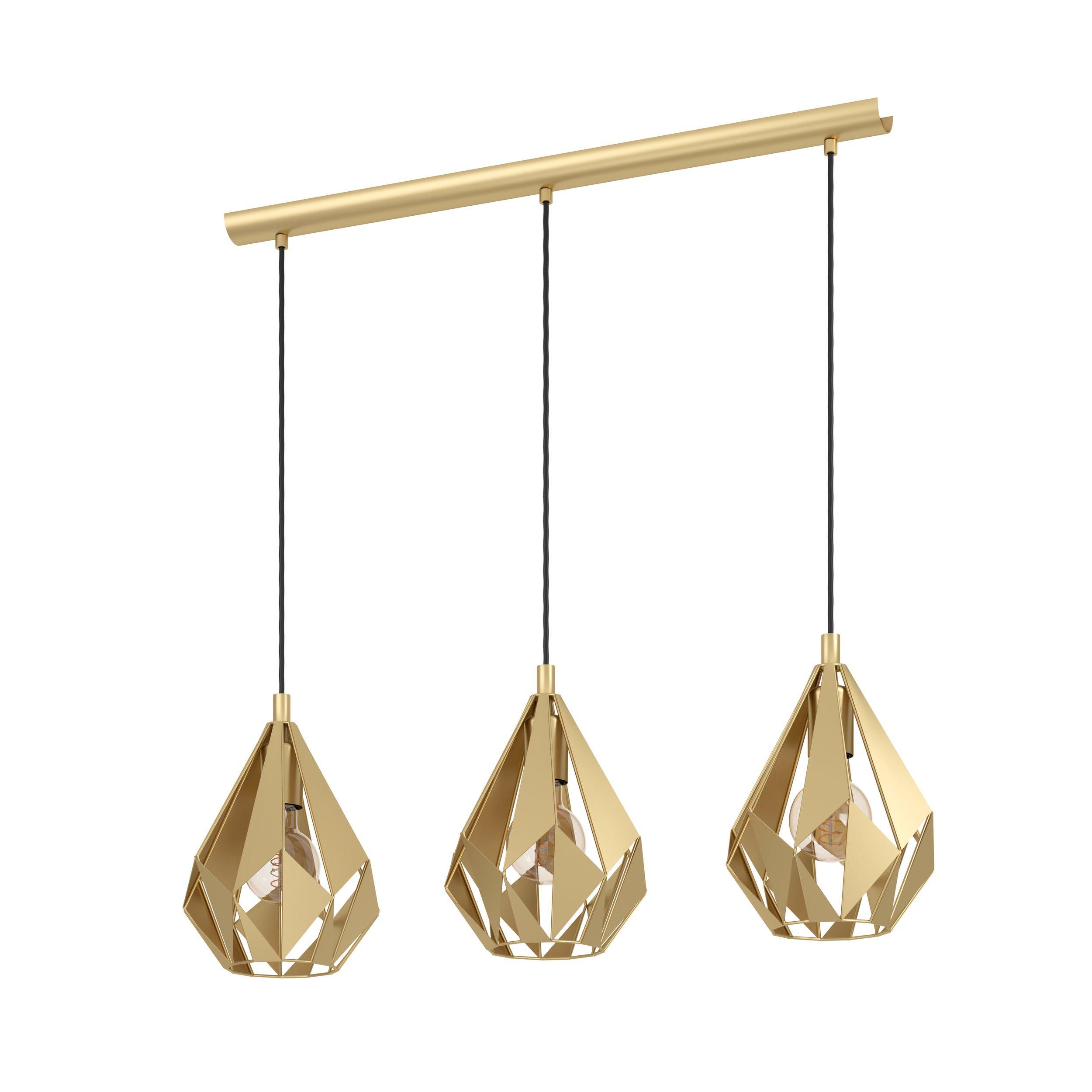 Suspension métal doré CARLTON barre 3 E27 3X60W