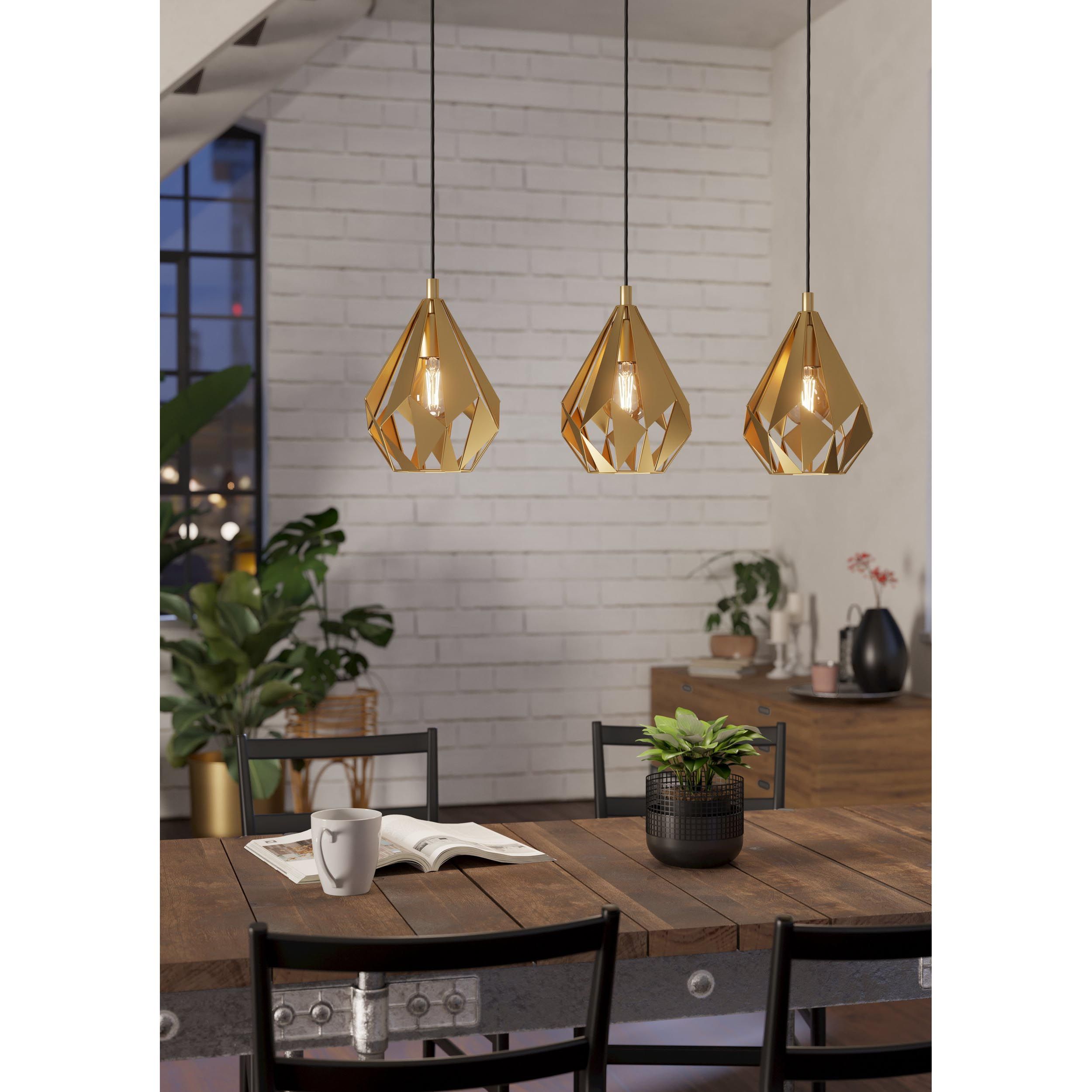 Suspension métal doré CARLTON barre 3 E27 3X60W