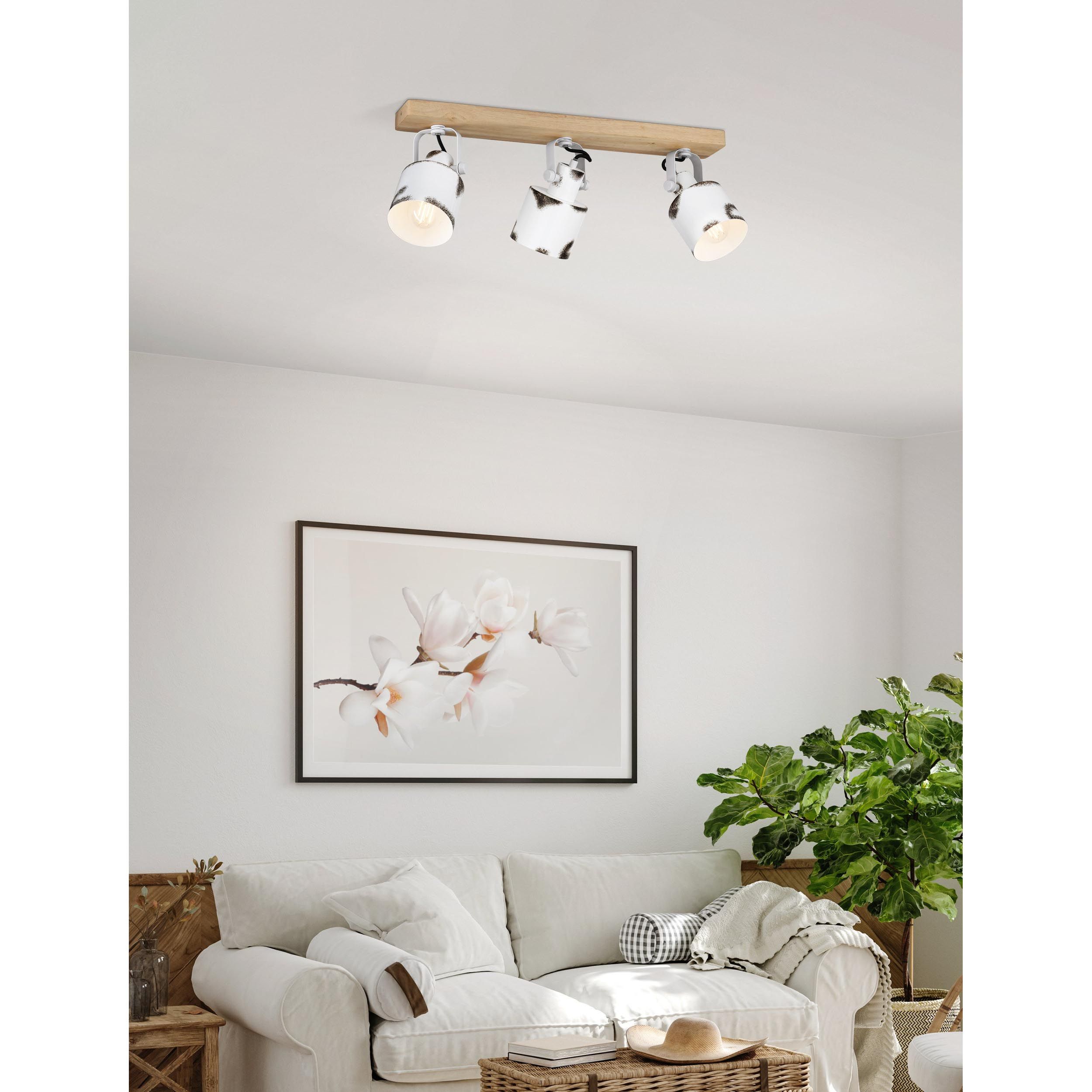 Réglette KILBURN blanc/noir/bois L59cm