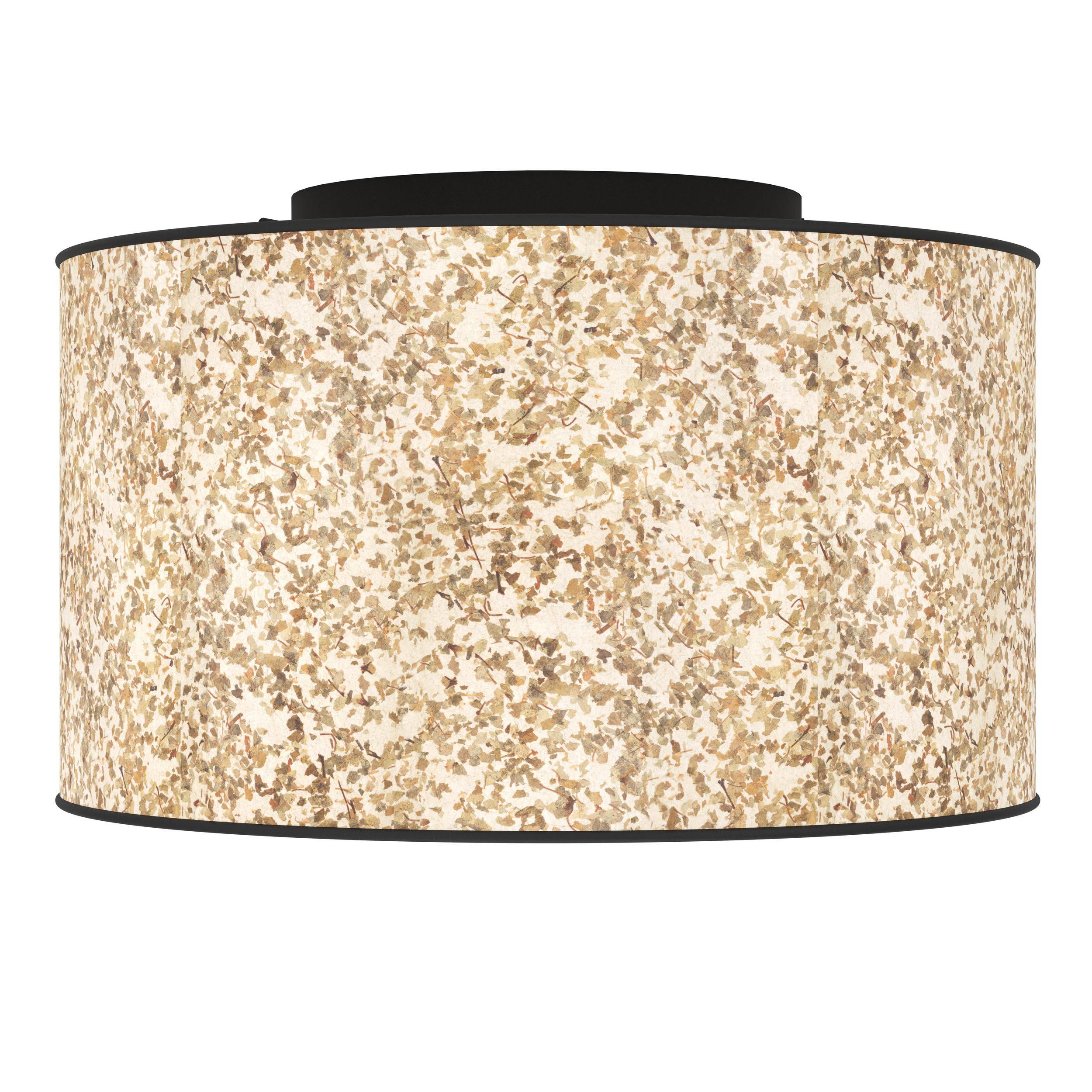 Plafonnier BUTTERBURN noir/tissu beige Ø38cm