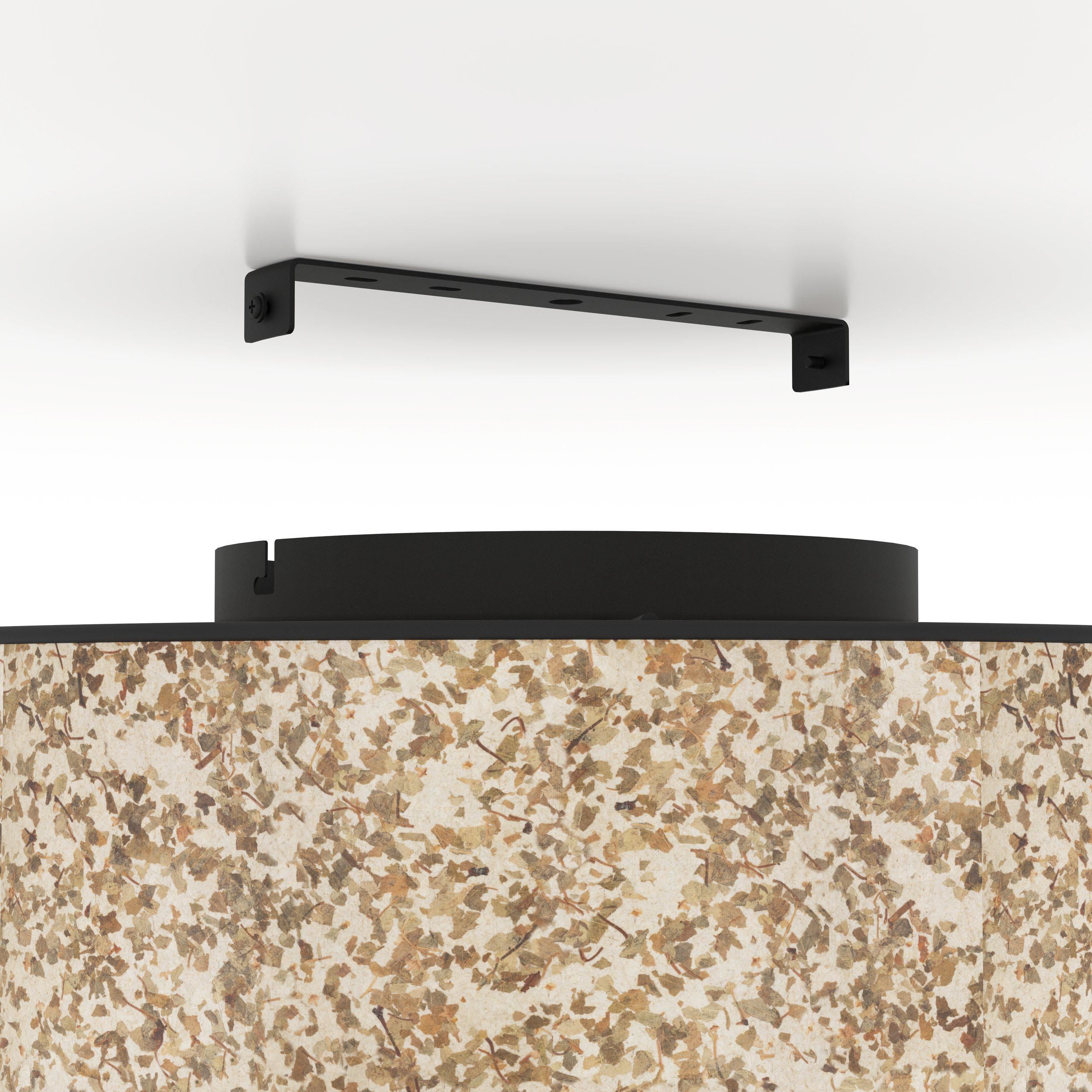 Plafonnier BUTTERBURN noir/tissu beige Ø38cm