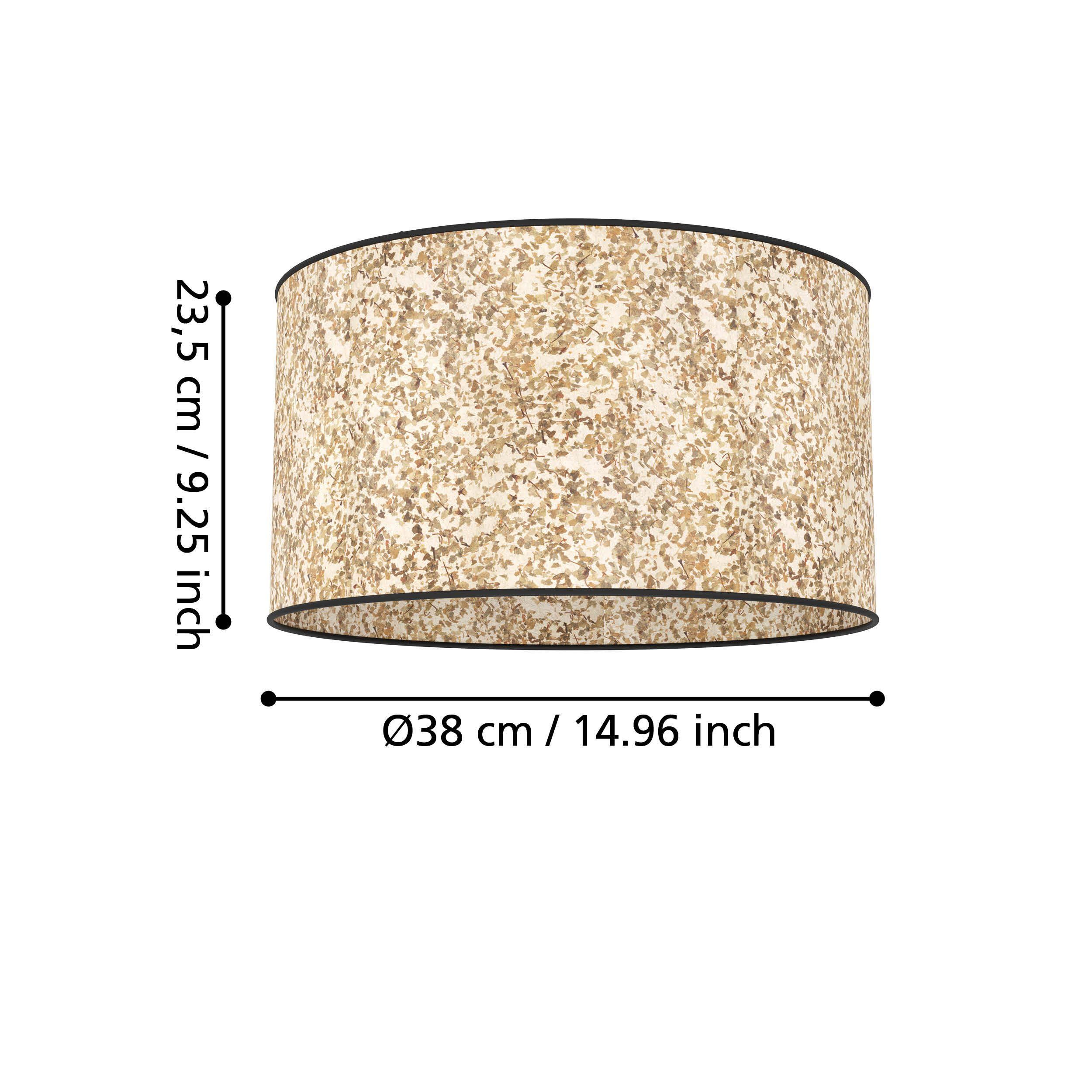 Plafonnier BUTTERBURN noir/tissu beige Ø38cm