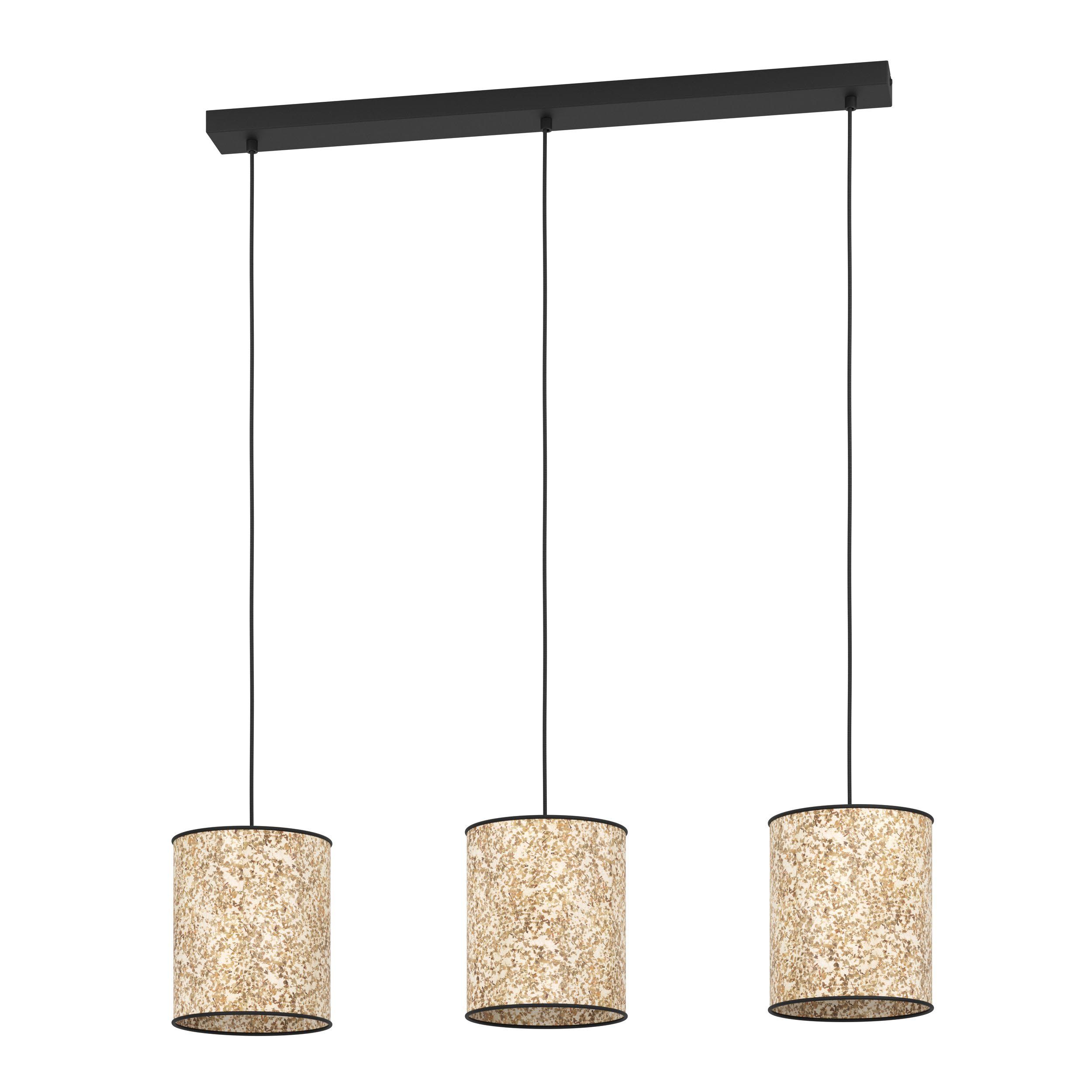 Suspension BUTTERBURN noir/tissu beige L86cm