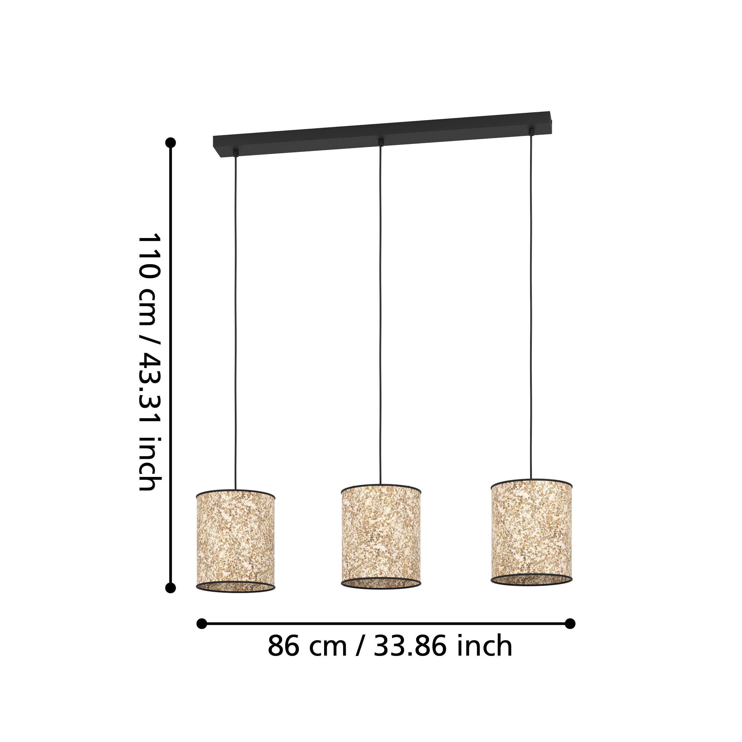 Suspension BUTTERBURN noir/tissu beige L86cm