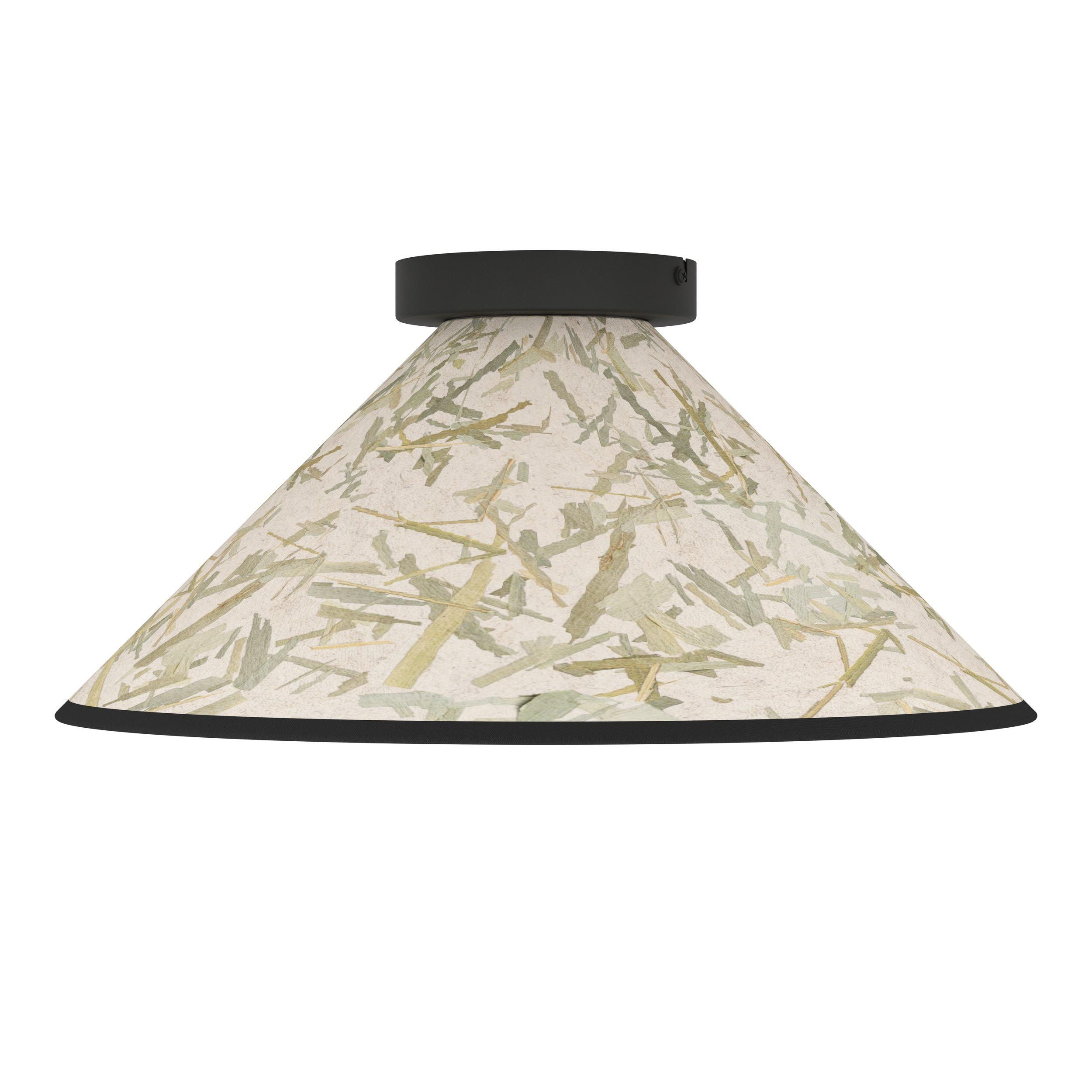 Plafonnier BUTTERBURN noir/tissu beige Ø42cm