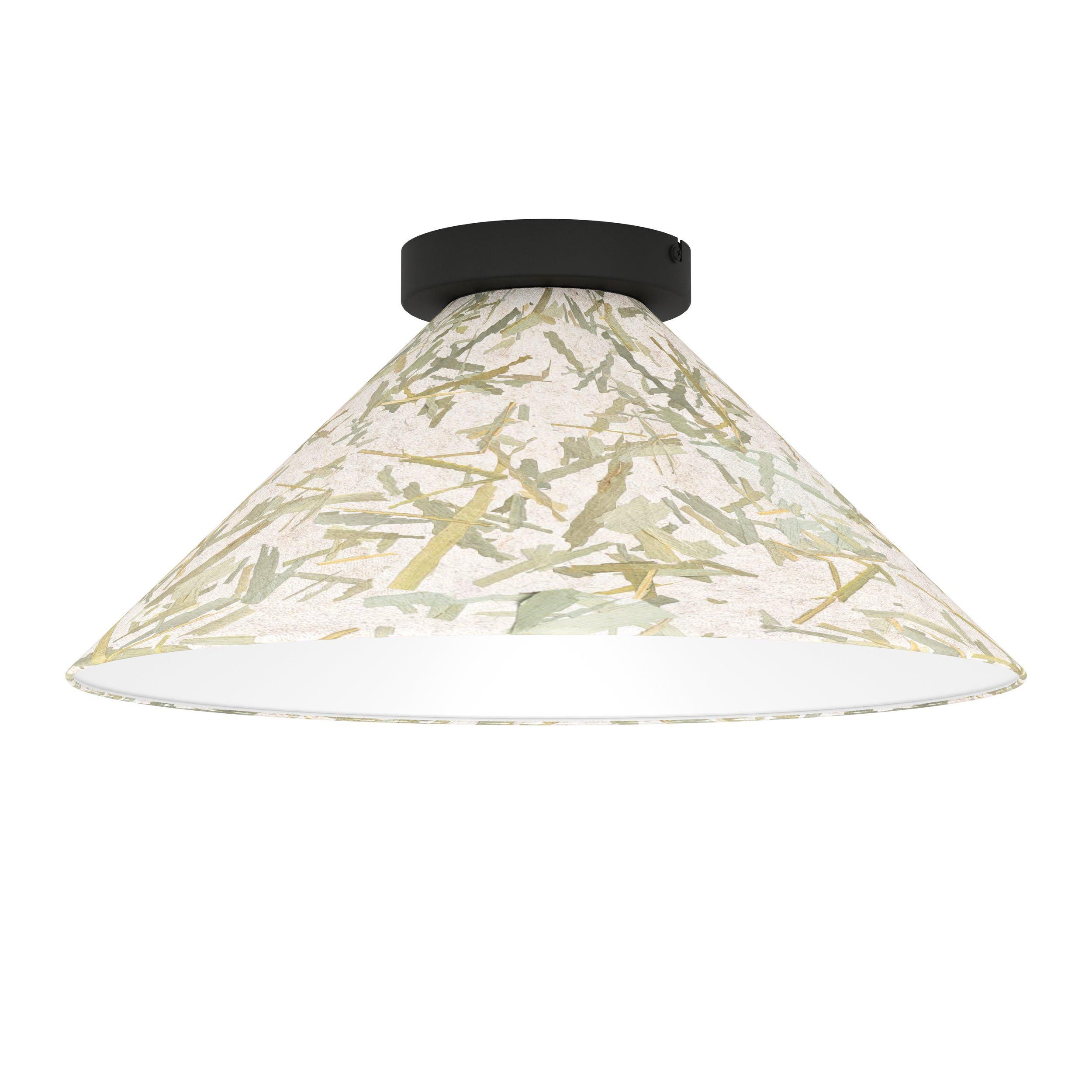 Plafonnier BUTTERBURN noir/tissu beige Ø42cm