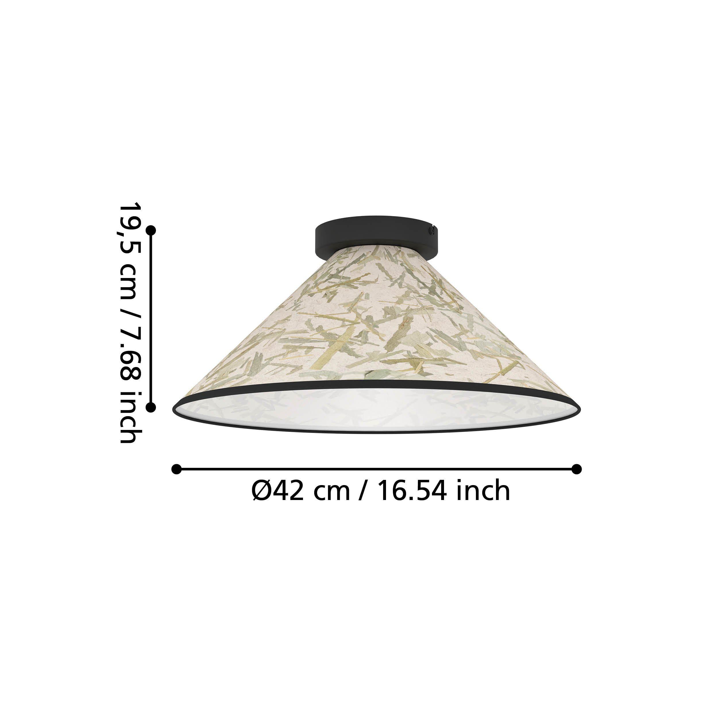 Plafonnier BUTTERBURN noir/tissu beige Ø42cm