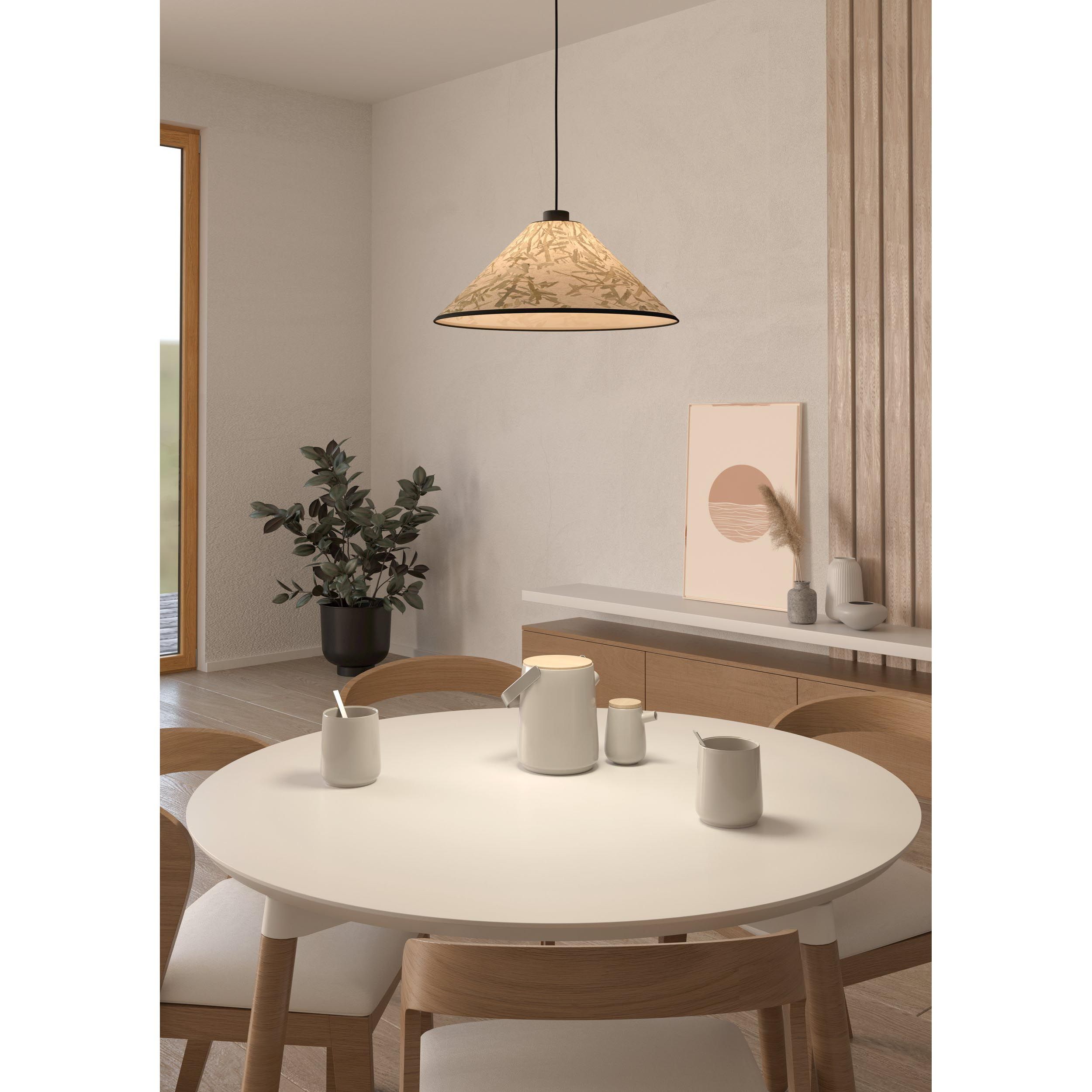Suspension BUTTERBURN noir/tissu beige Ø24cm