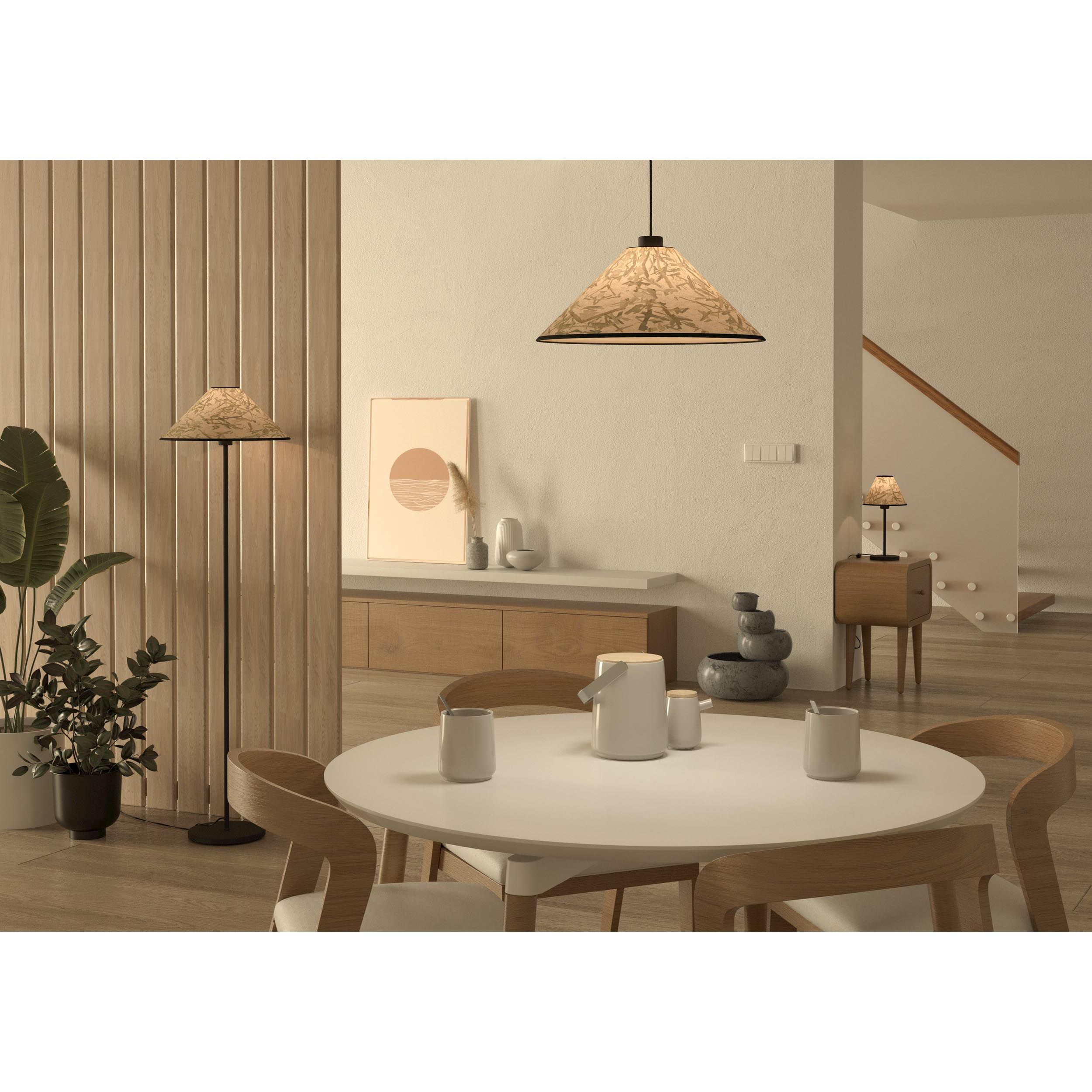 Suspension BUTTERBURN noir/tissu beige Ø24cm