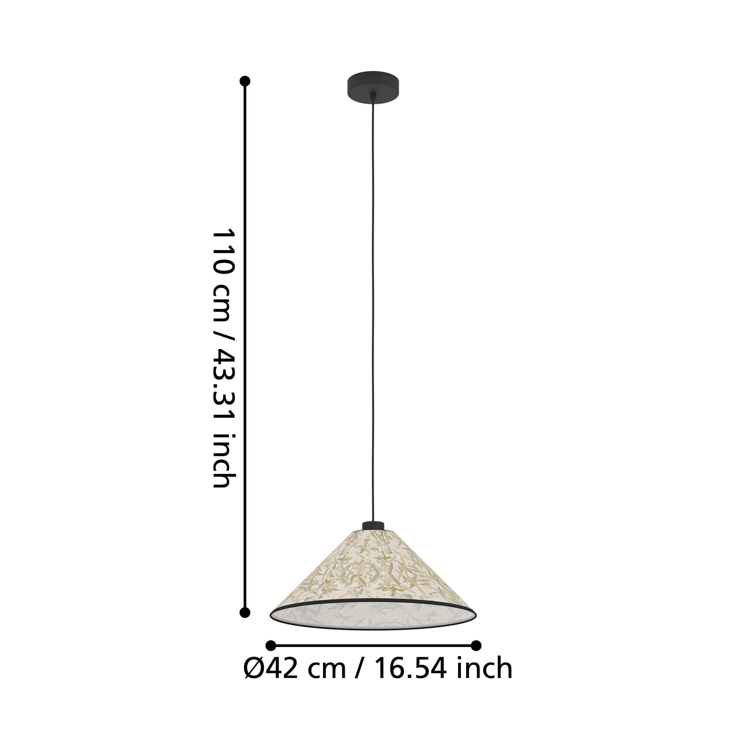 Suspension BUTTERBURN noir/tissu beige Ø24cm