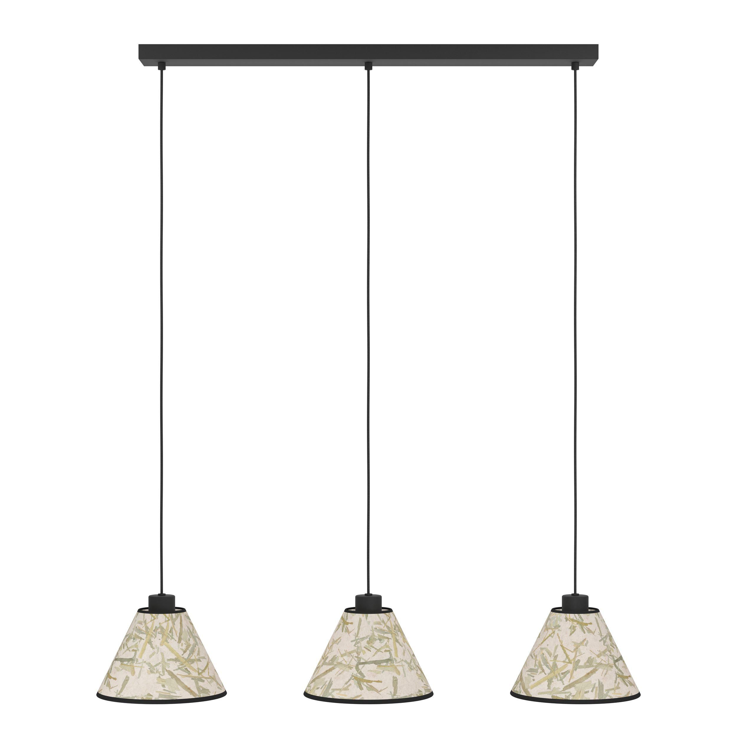 Suspension BUTTERBURN noir/tissu beige L92cm