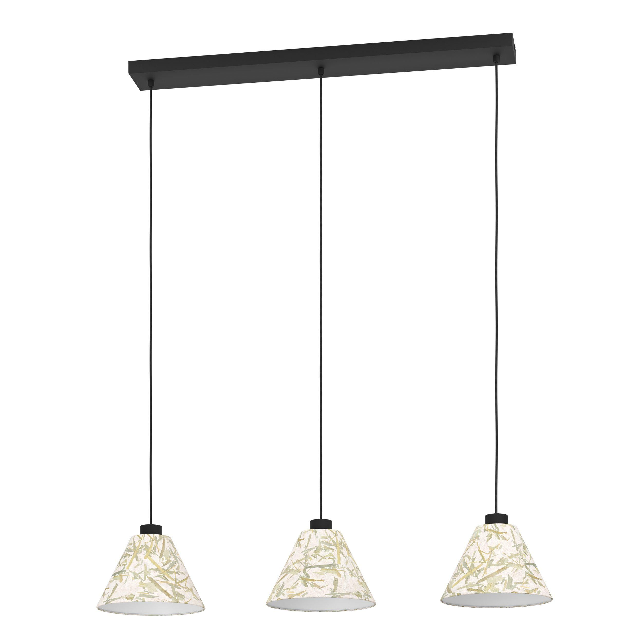 Suspension BUTTERBURN noir/tissu beige L92cm