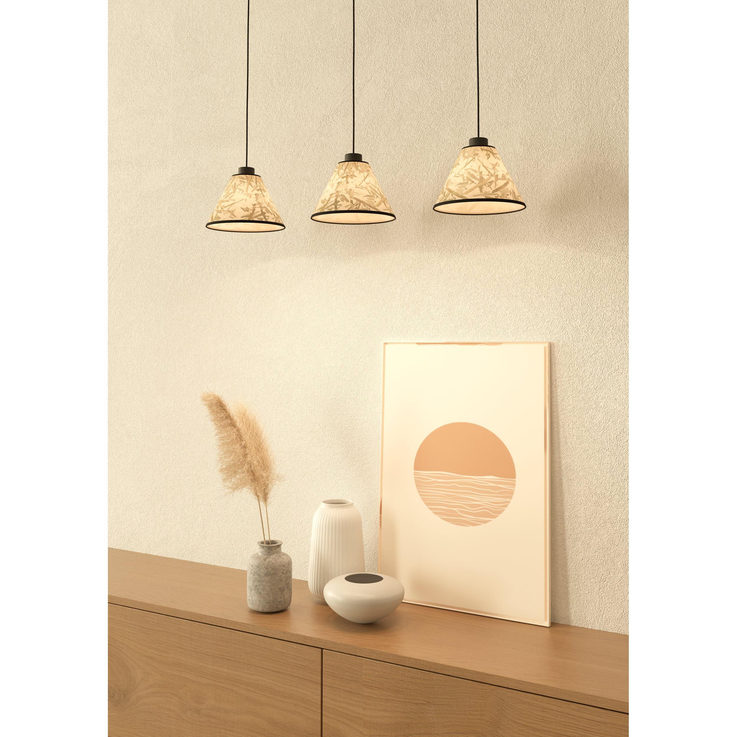 Suspension BUTTERBURN noir/tissu beige L92cm