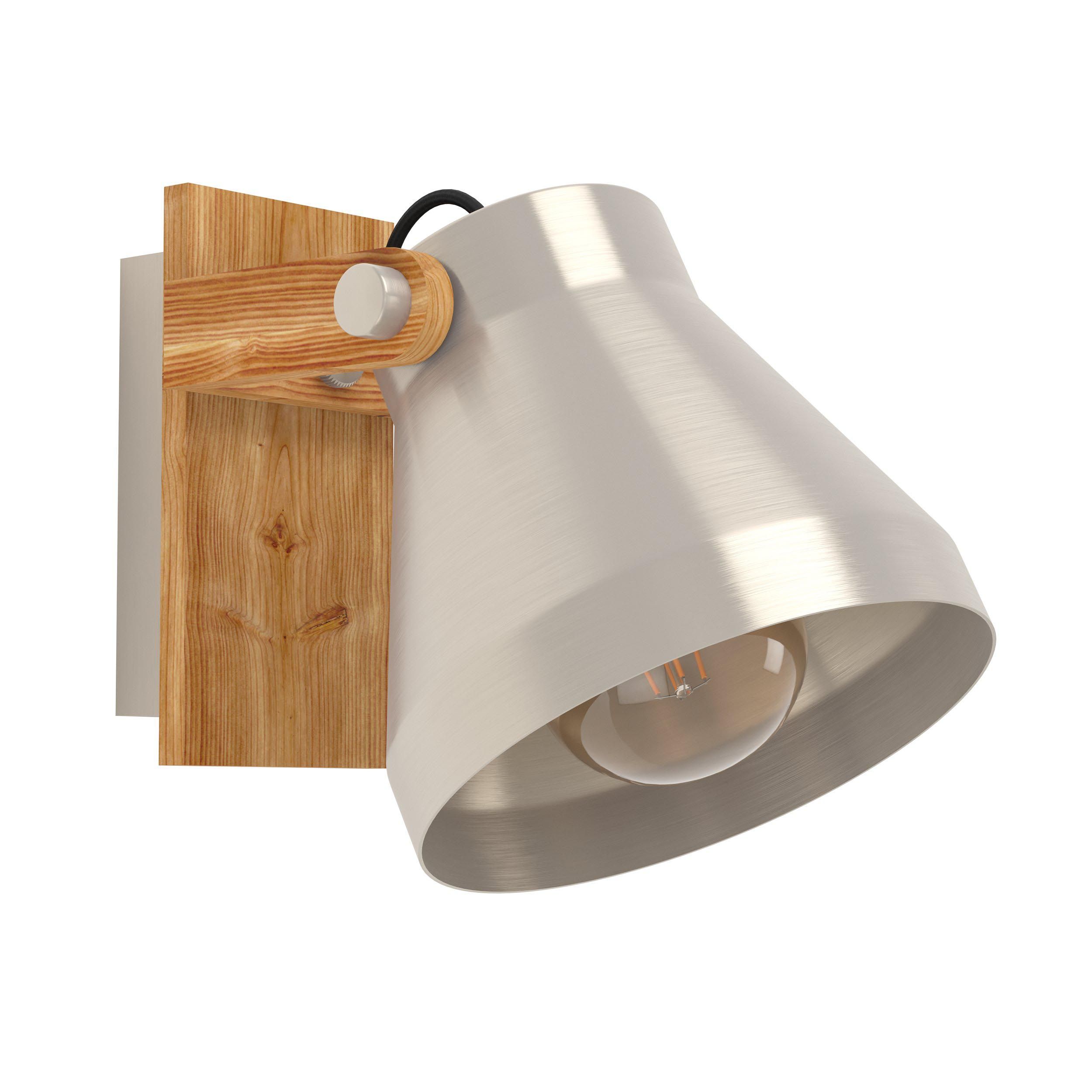 Spot CAWTON gris/bois H19,5cm