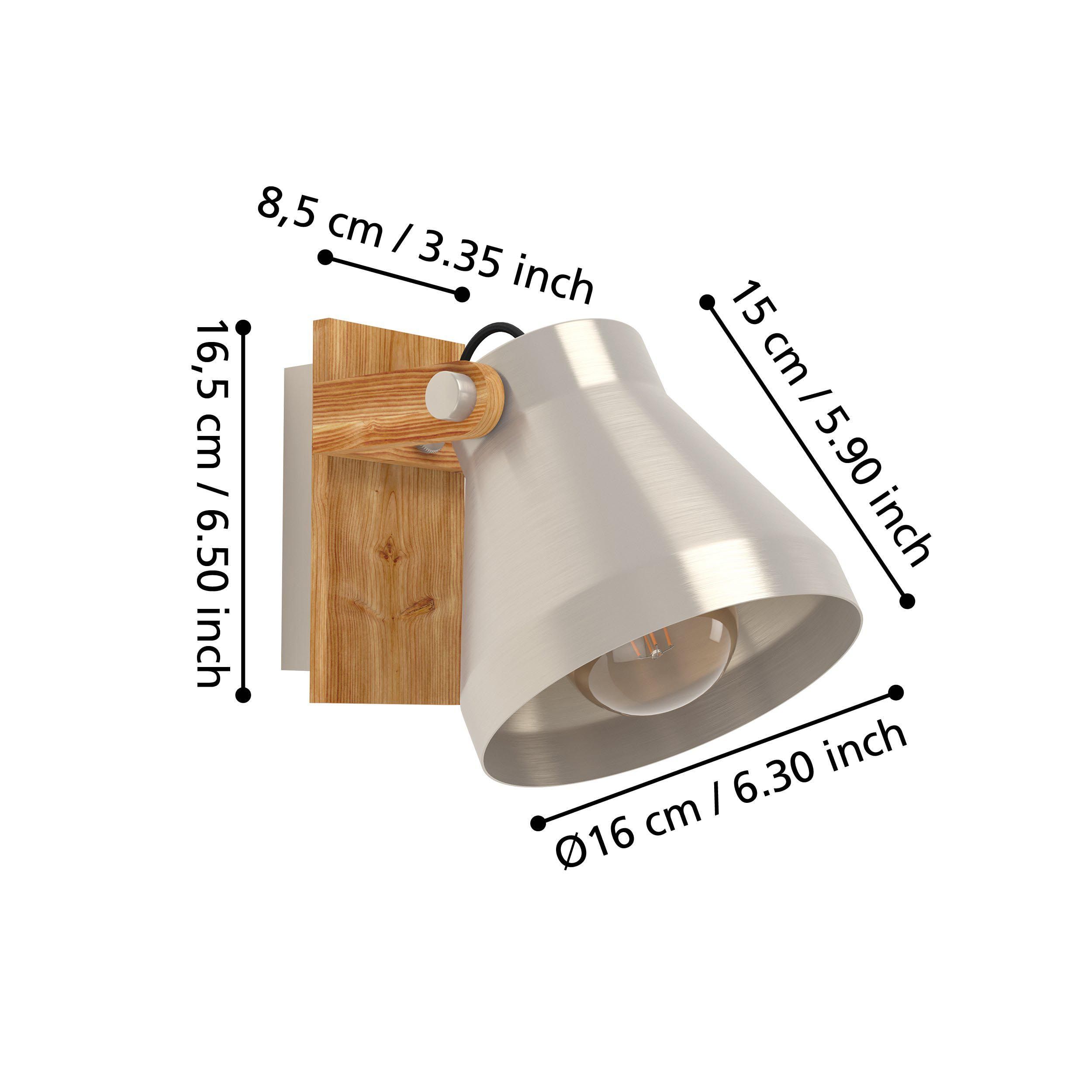 Spot CAWTON gris/bois H19,5cm