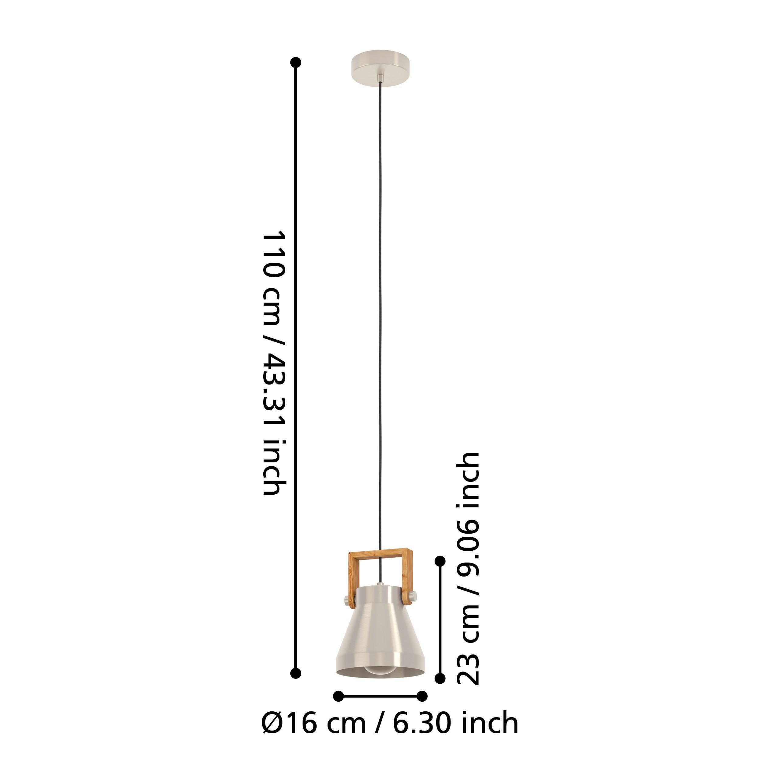 Suspension CAWTON gris/bois Ø16cm