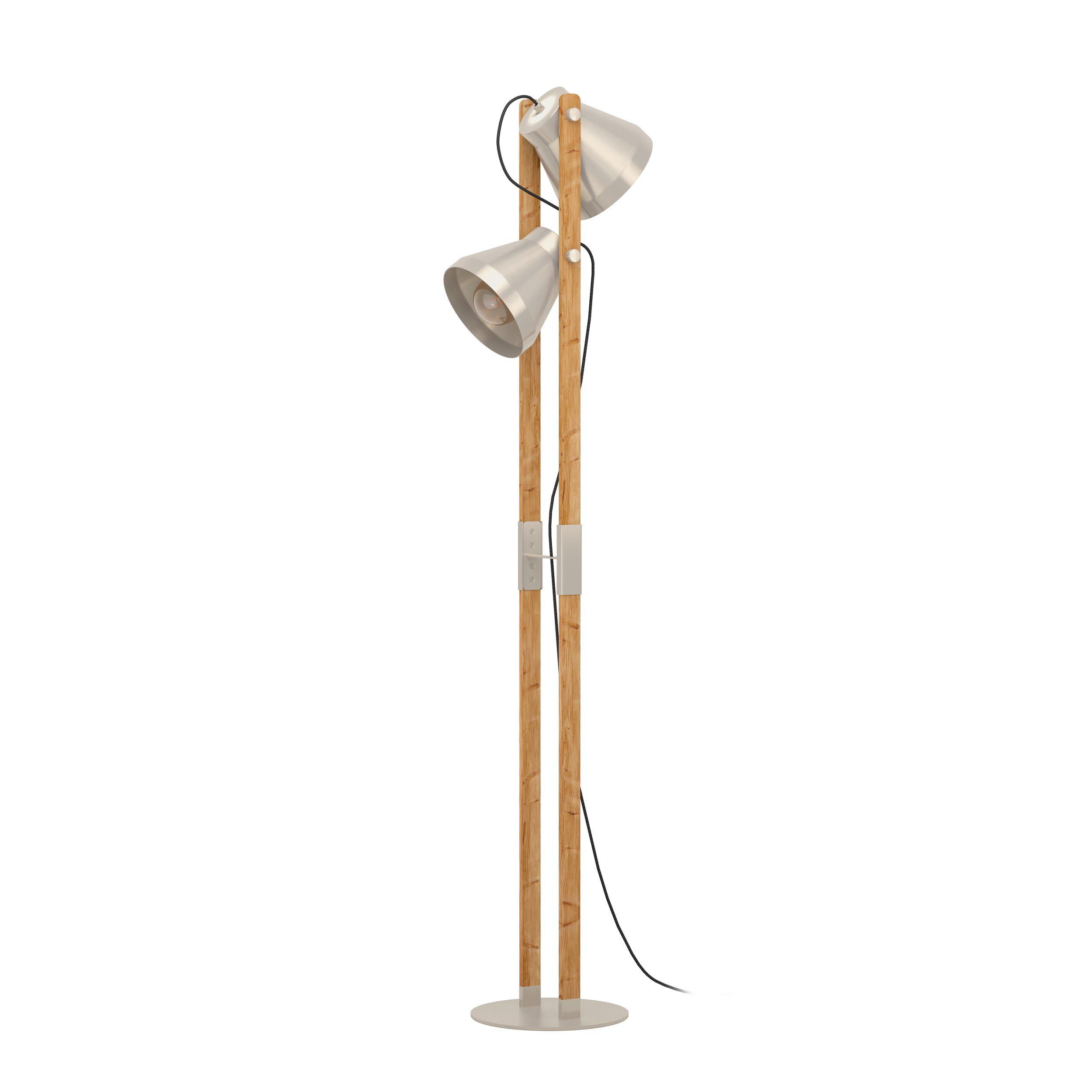 Lampadaire CAWTON gris/bois H135cm