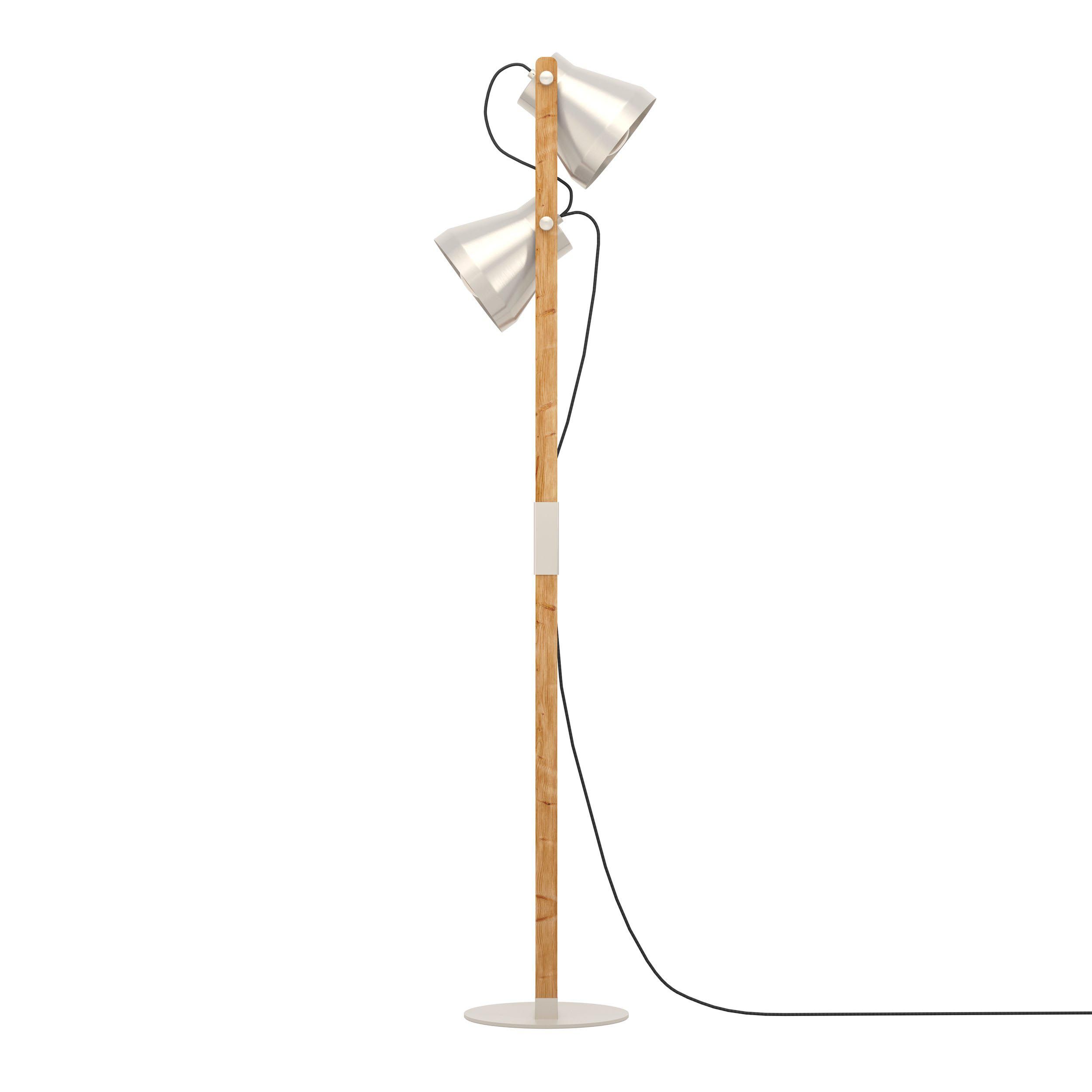 Lampadaire CAWTON gris/bois H135cm
