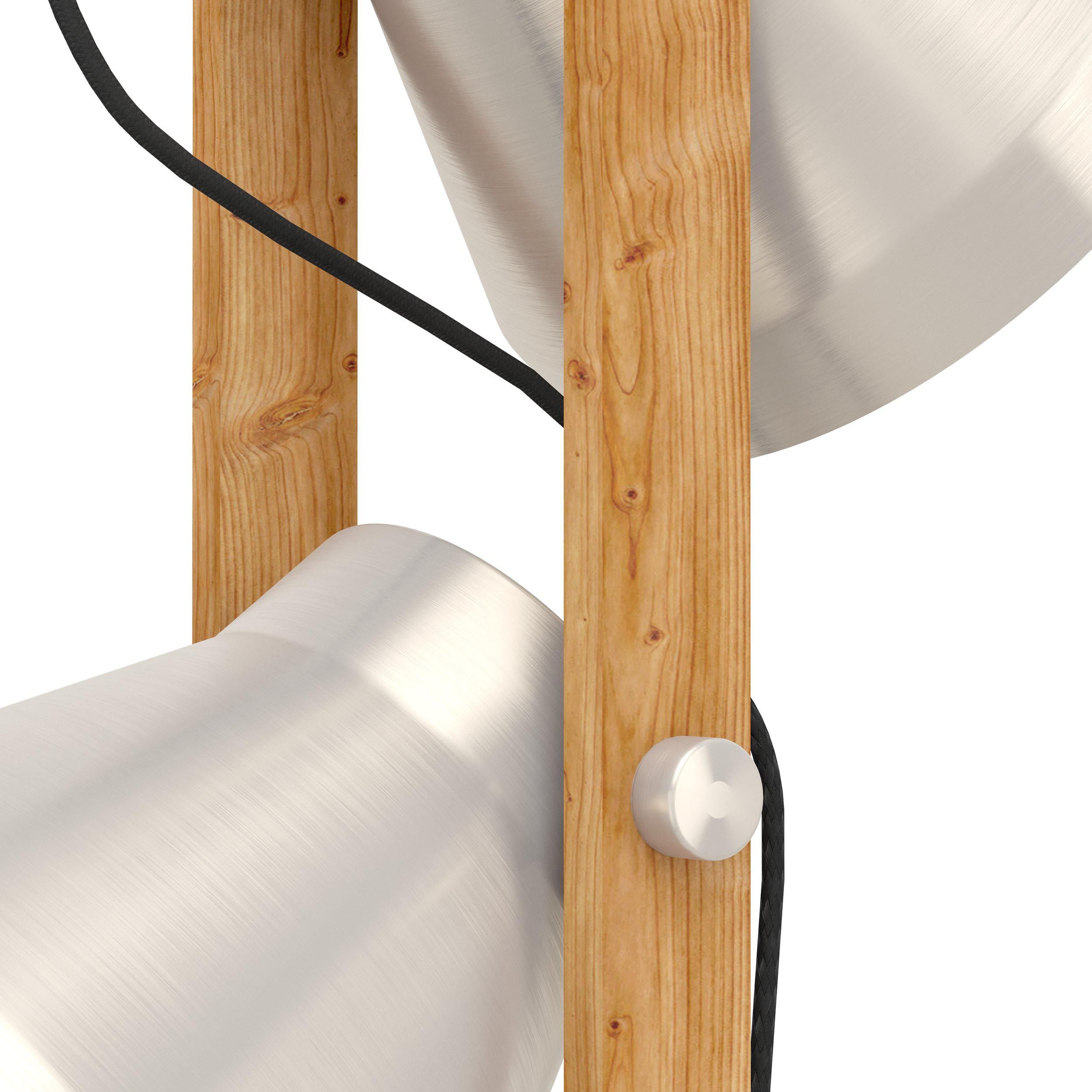 Lampadaire CAWTON gris/bois H135cm
