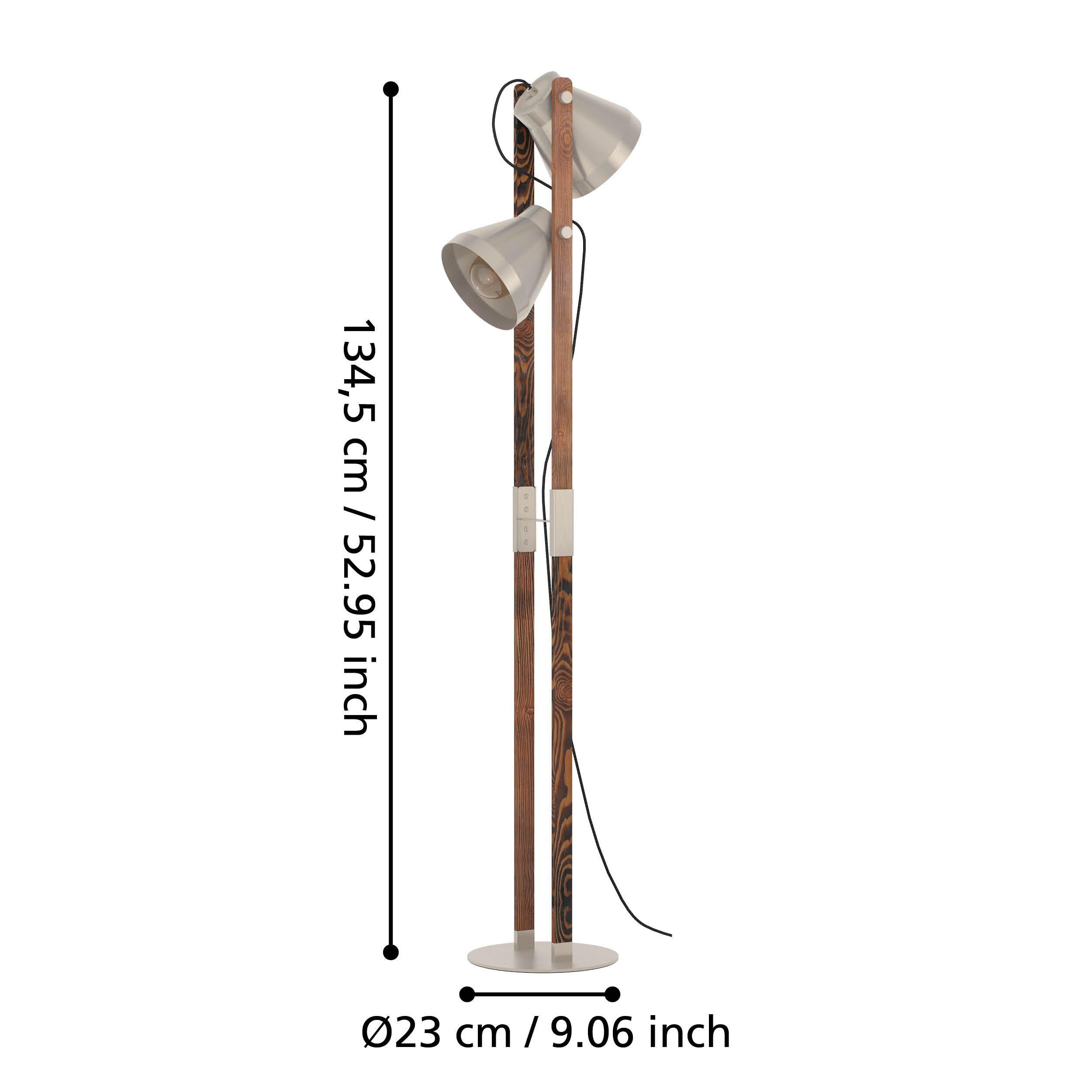 Lampadaire CAWTON gris/bois H135cm