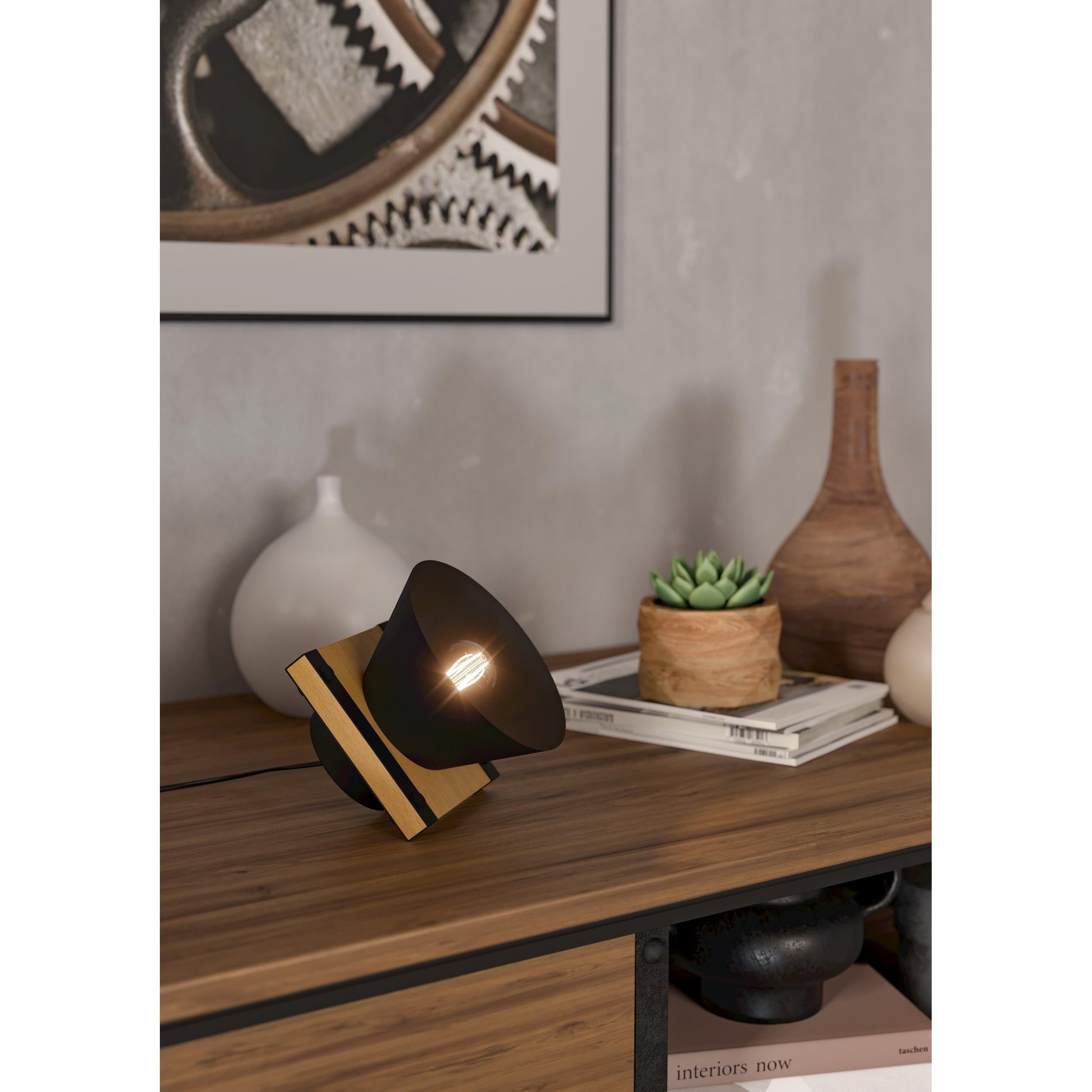 Lampe MACCLES noir/bois H15cm