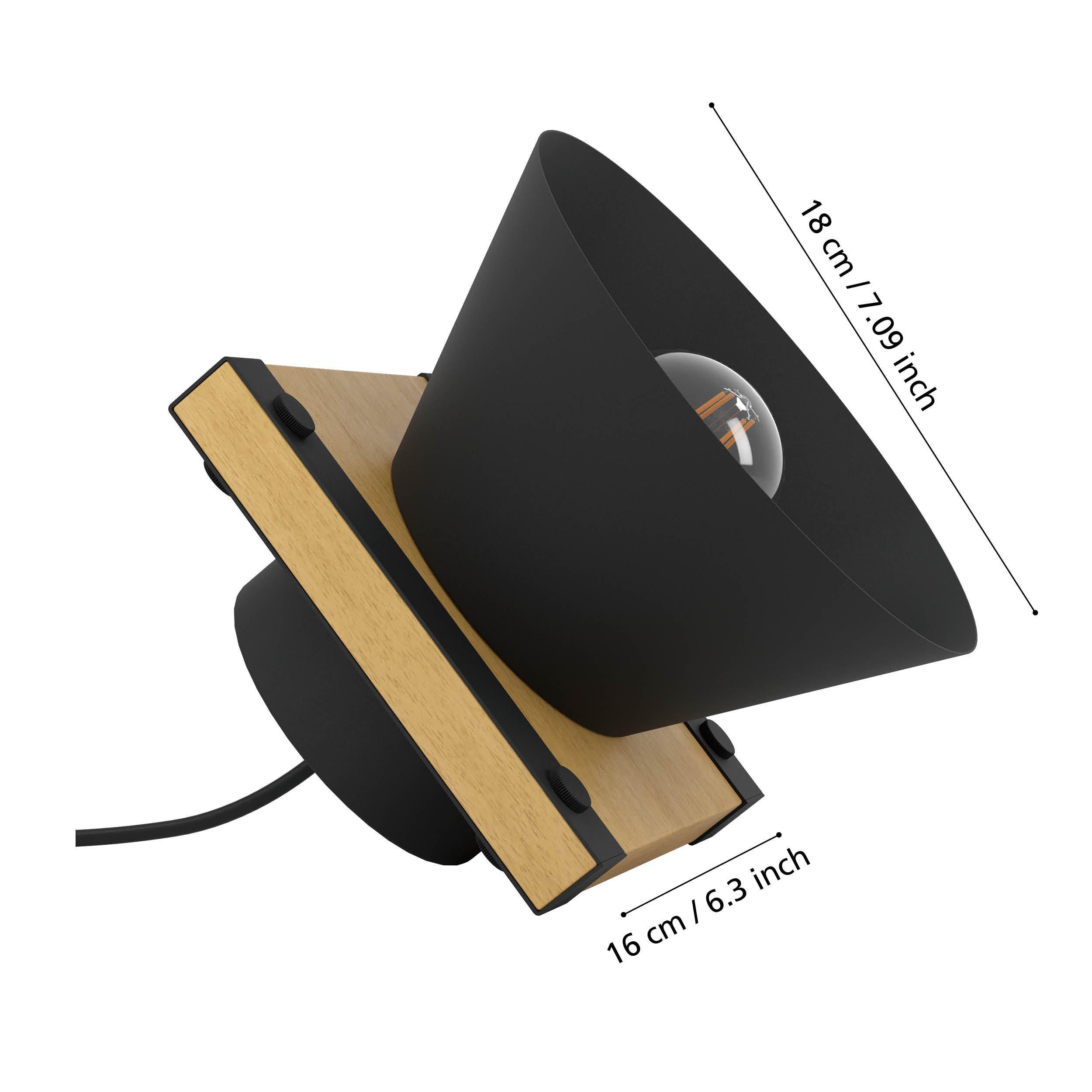 Lampe MACCLES noir/bois H15cm