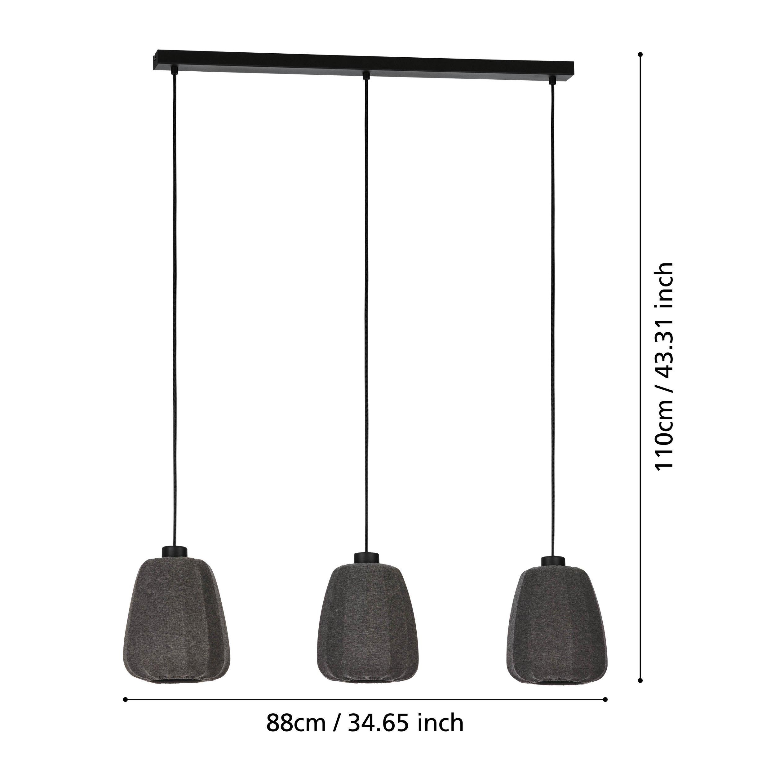 Suspension BARLASTON tissu noir L88cm