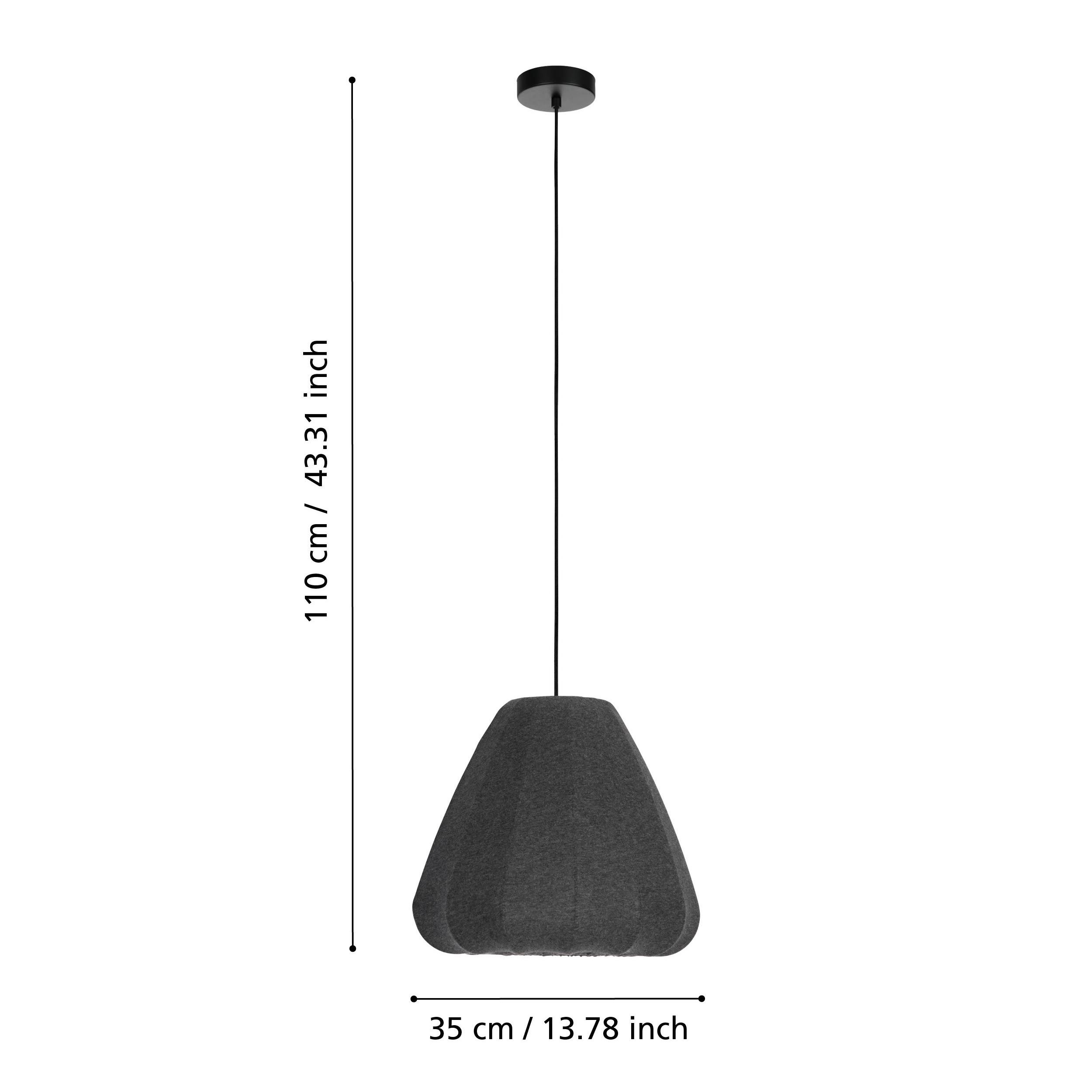 Suspension BARLASTON  tissu noir Ø35cm