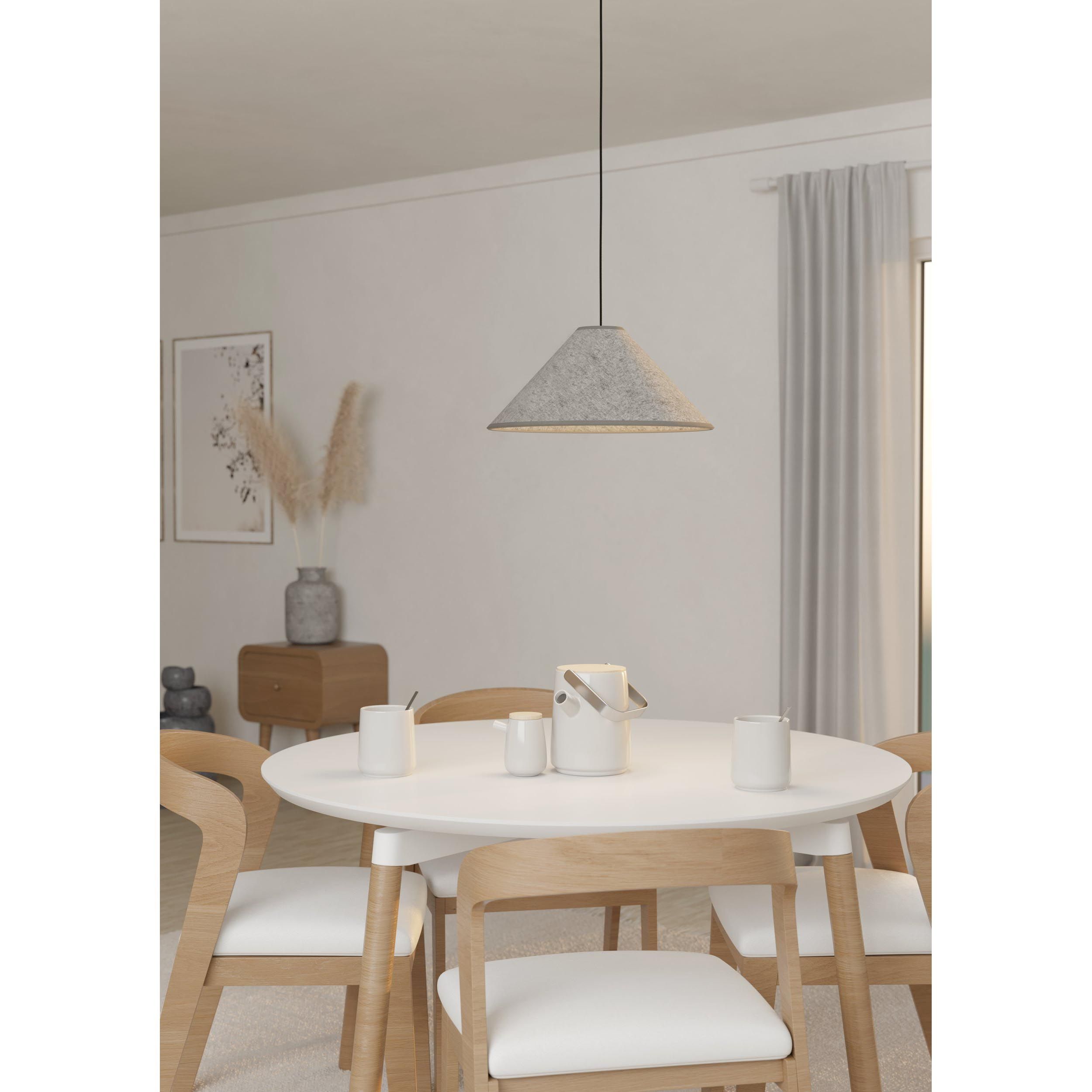 Suspension ALSAGER noir/tissu gris Ø41cm