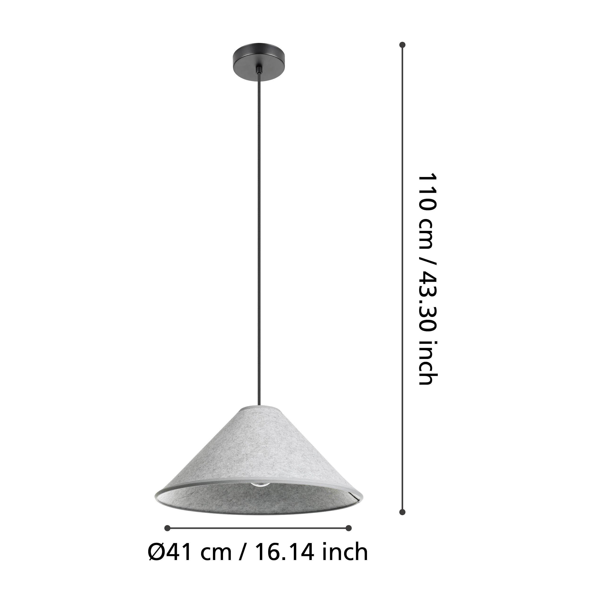 Suspension ALSAGER noir/tissu gris Ø41cm