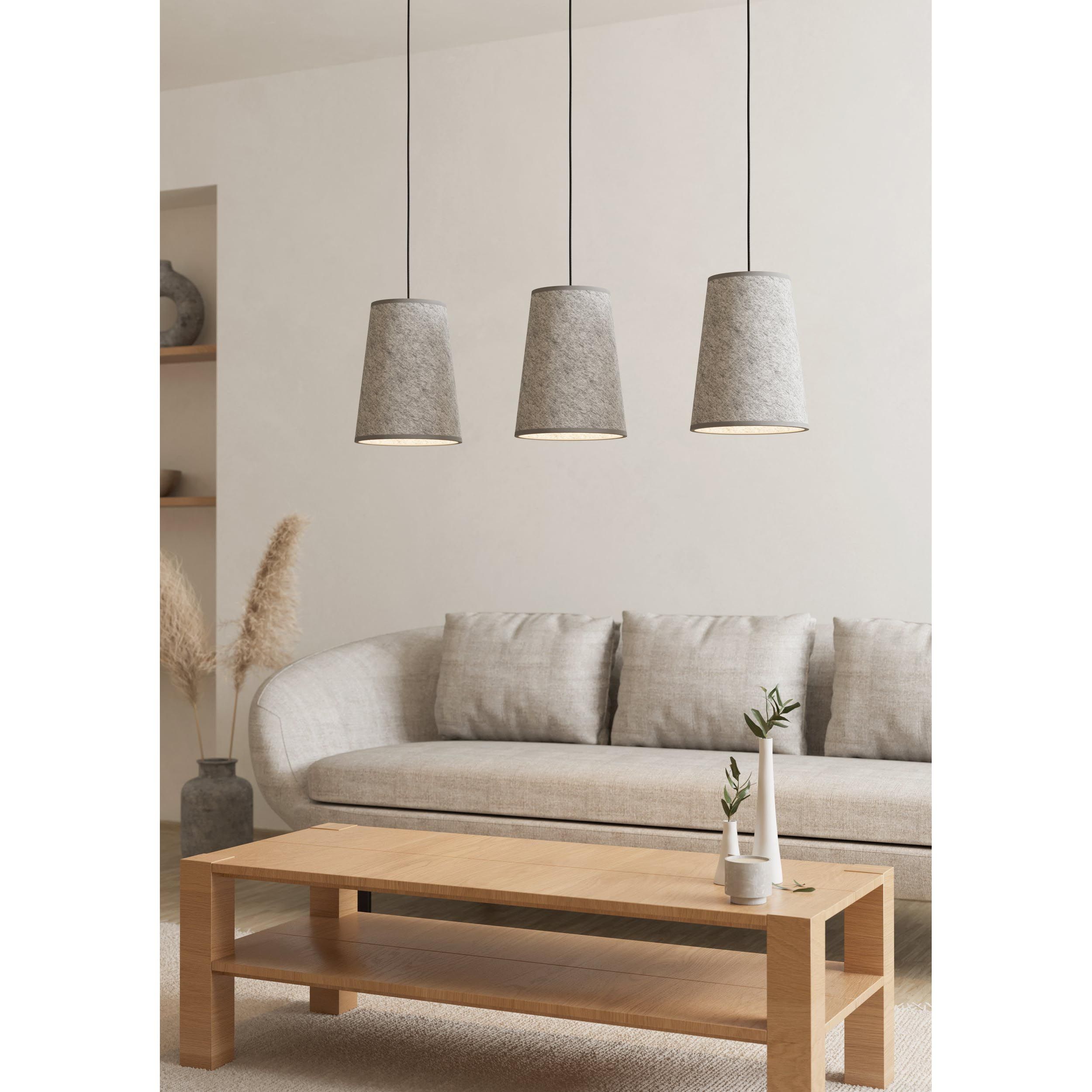 Suspension ALSAGER noir/tissu gris L91cm