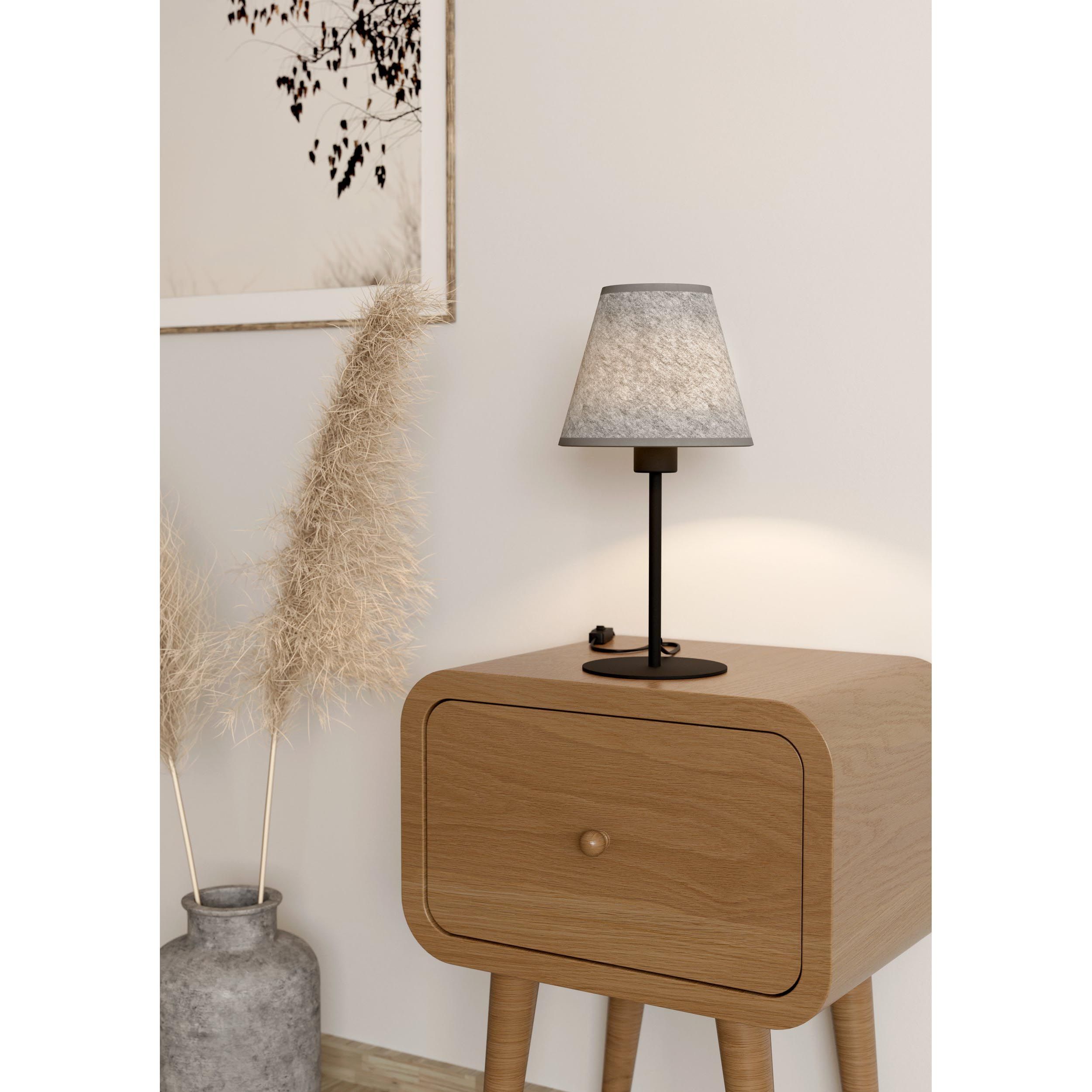 Lampe à poser ALSAGER noir/tissu gris H39cm