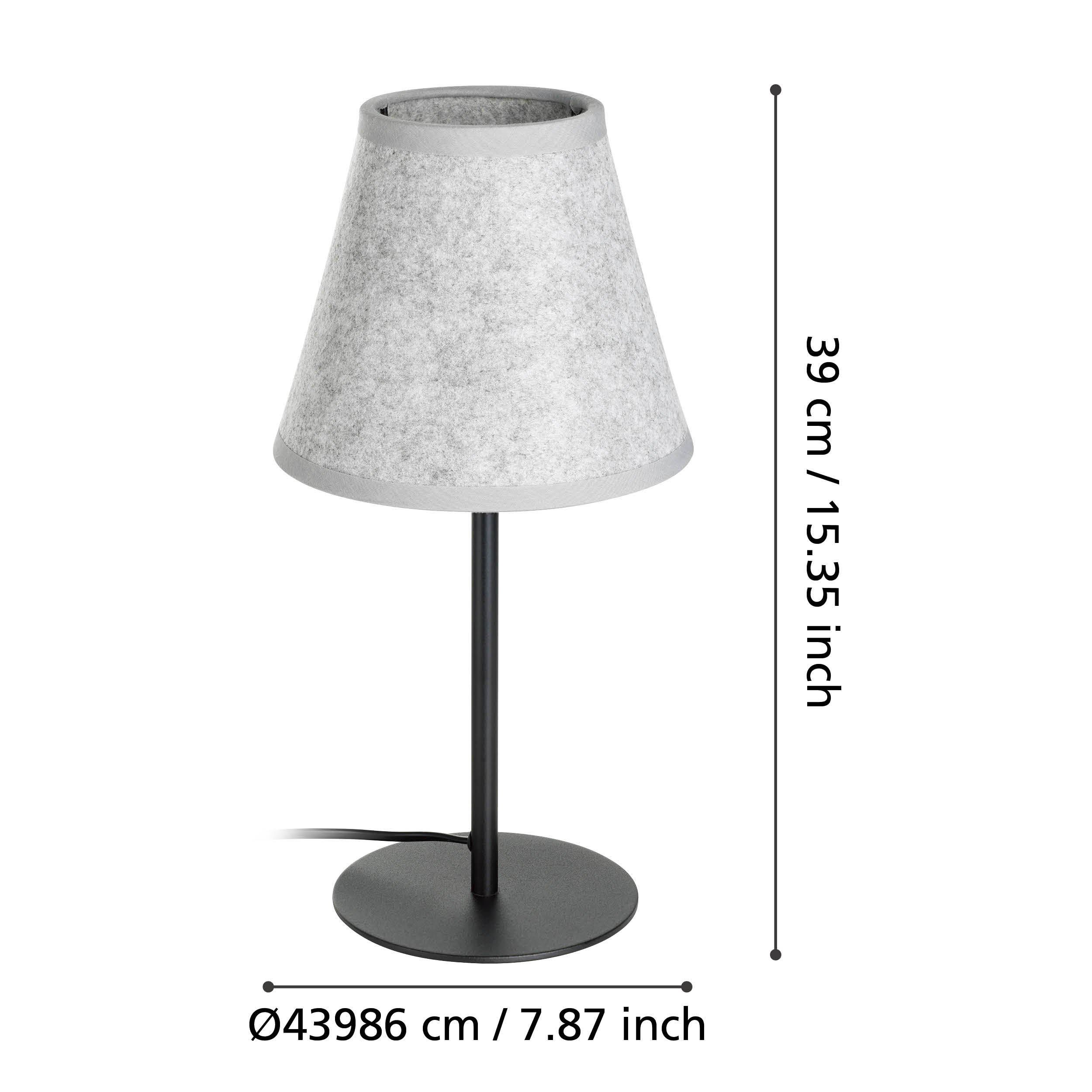 Lampe à poser ALSAGER noir/tissu gris H39cm