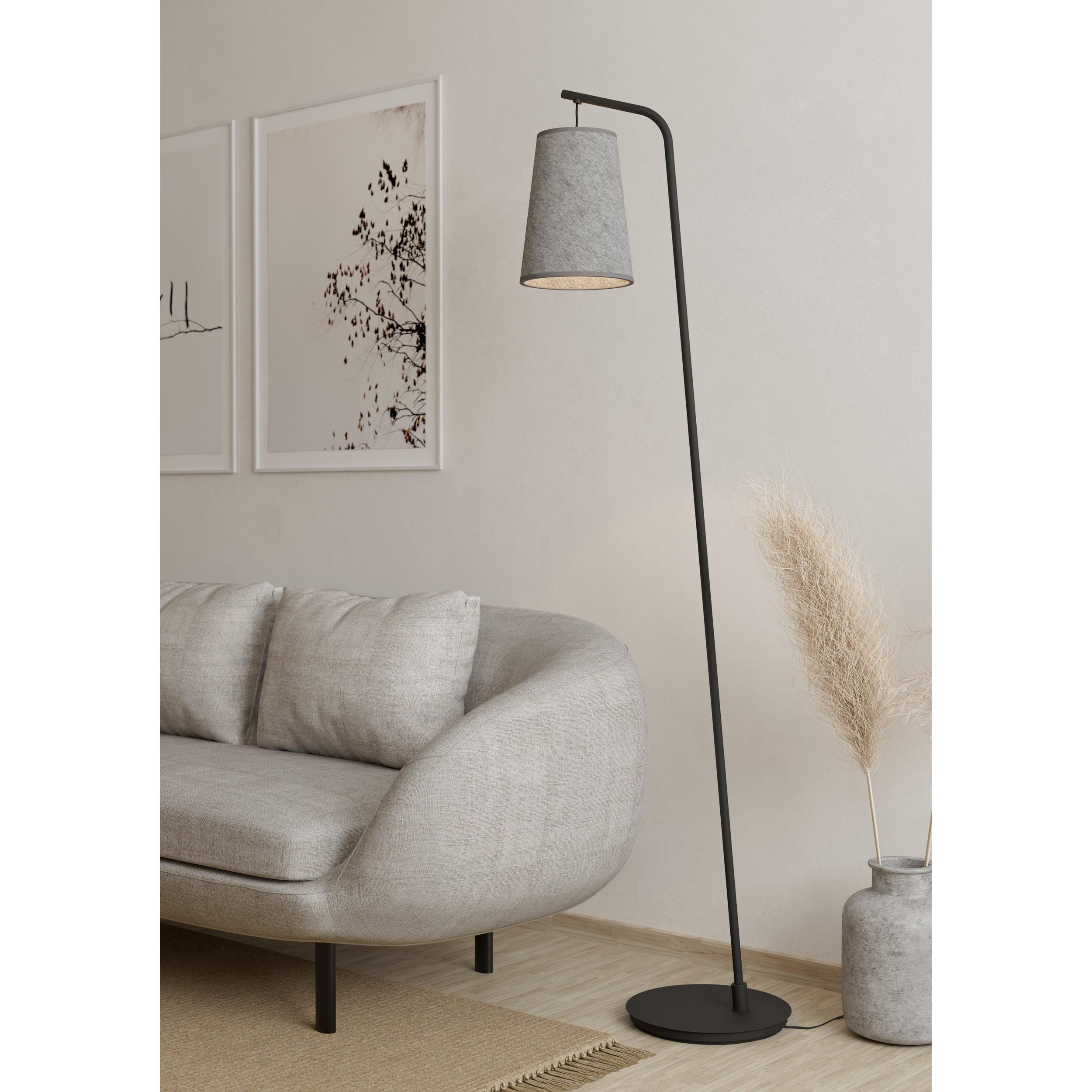 Lampadaire ALSAGER noir/tissu gris H170cm