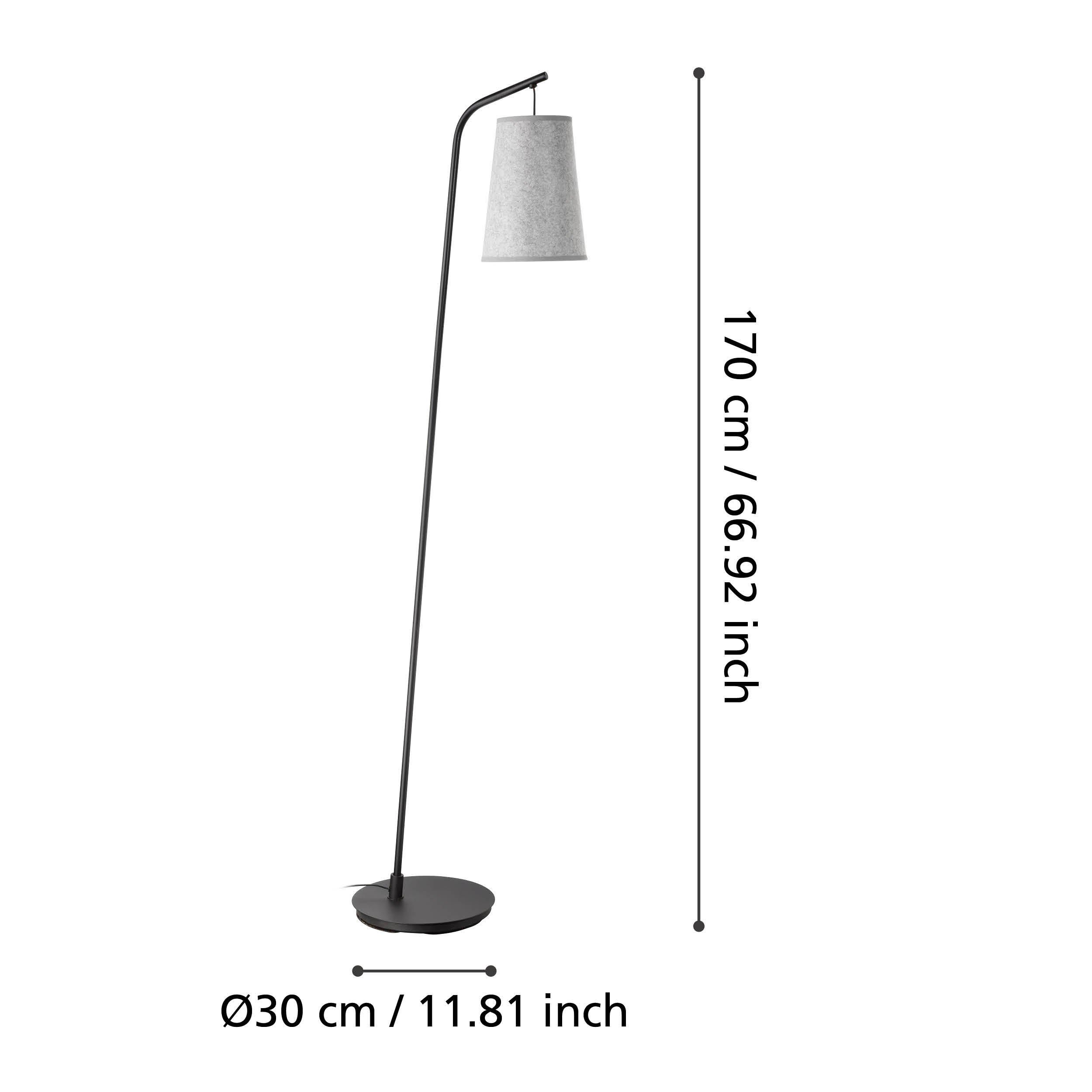 Lampadaire ALSAGER noir/tissu gris H170cm