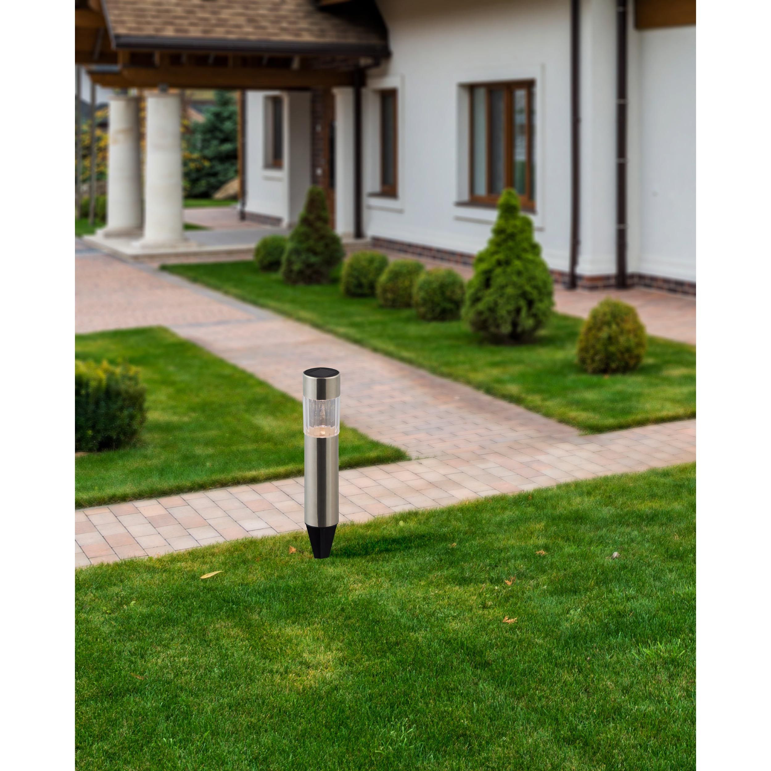 Set de bornes à piquer extérieur LED Z_SOLAR nickel H20cm