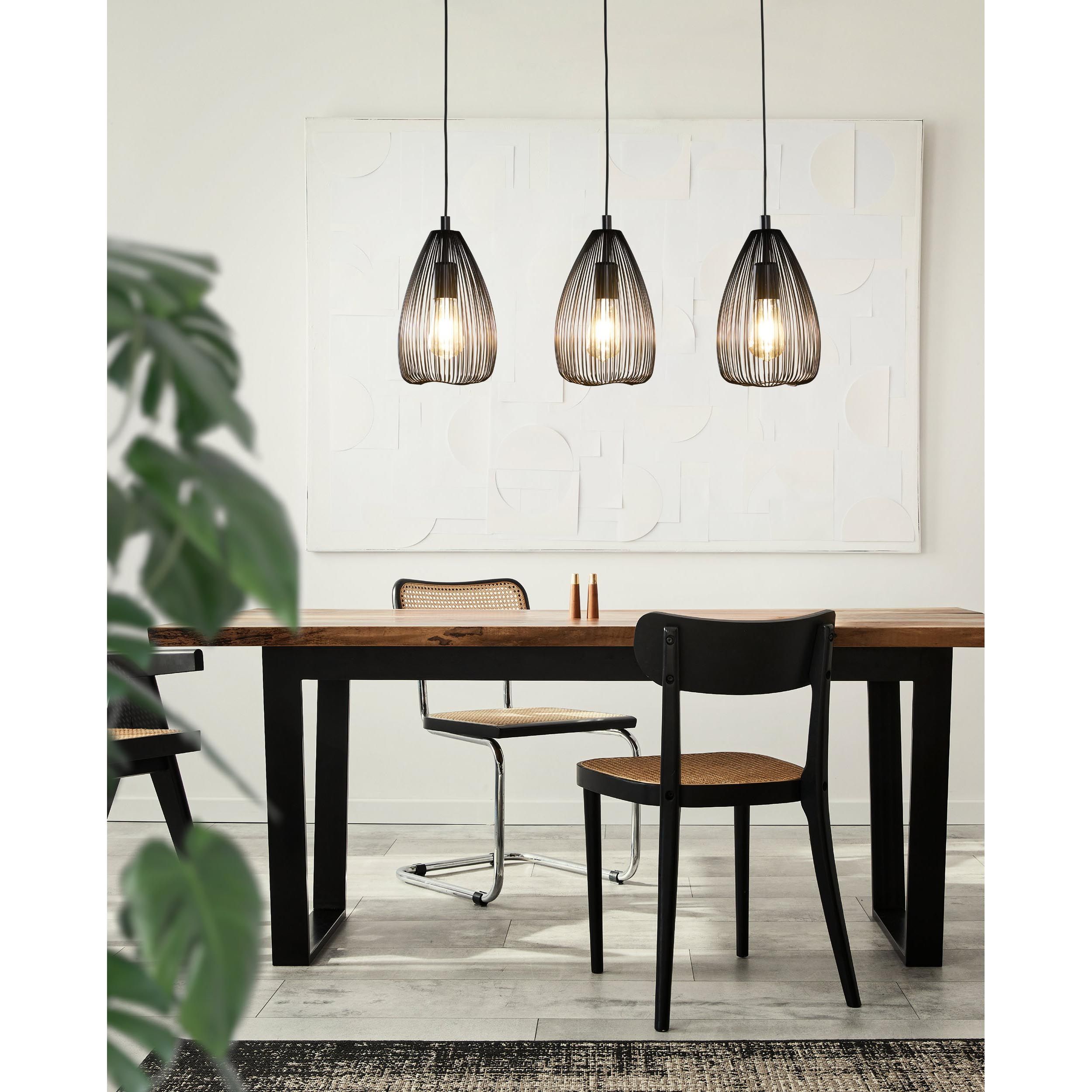 Suspension métal noir CLEVEDON E27 3X60W