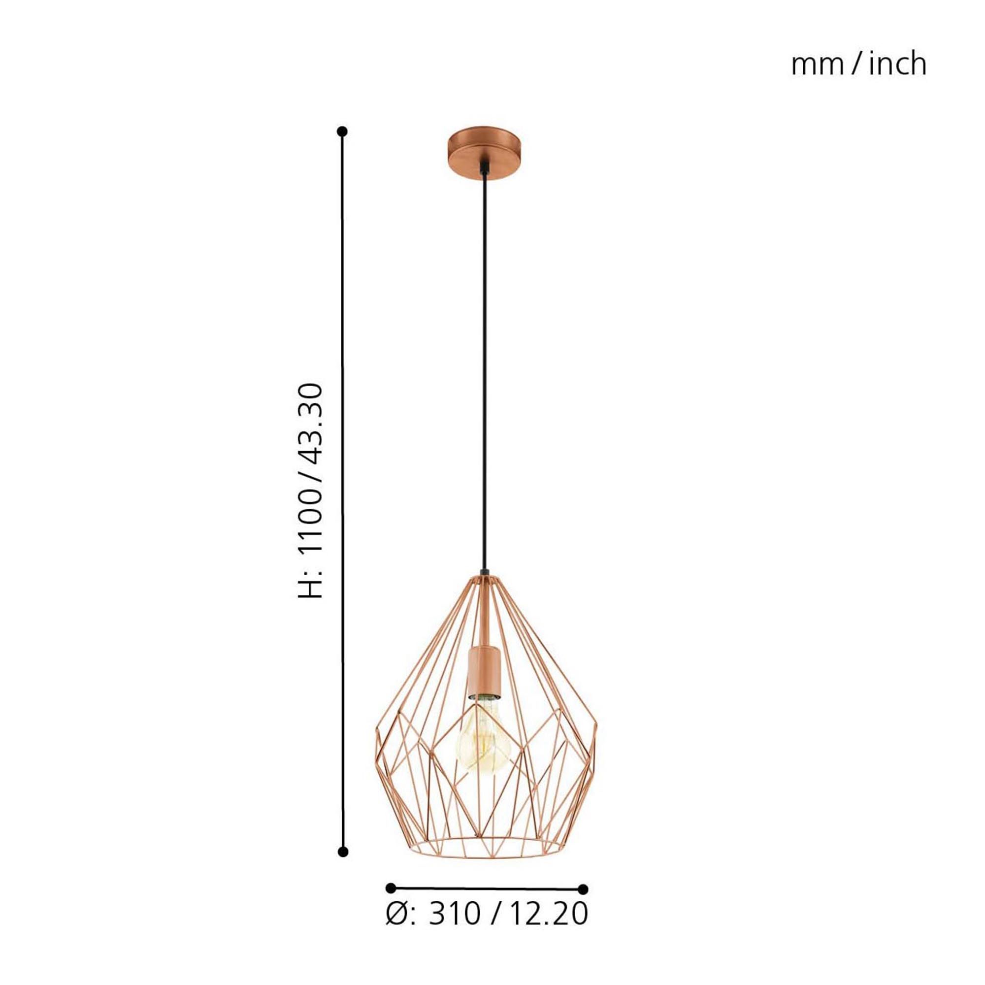 Suspension CARLTON cuivre Ø31cm