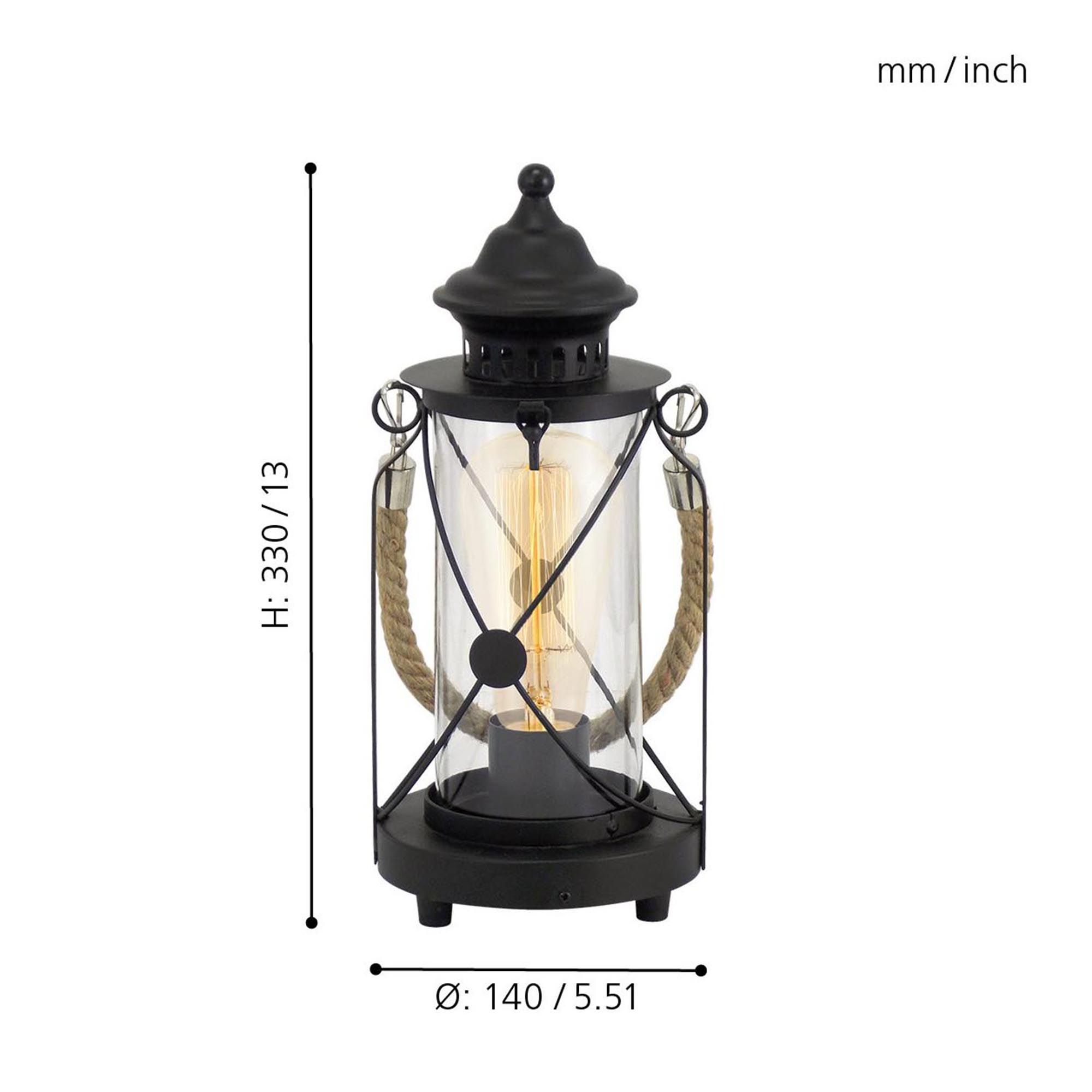 Lampe de table métal noir BRADFORD E27 1X60W