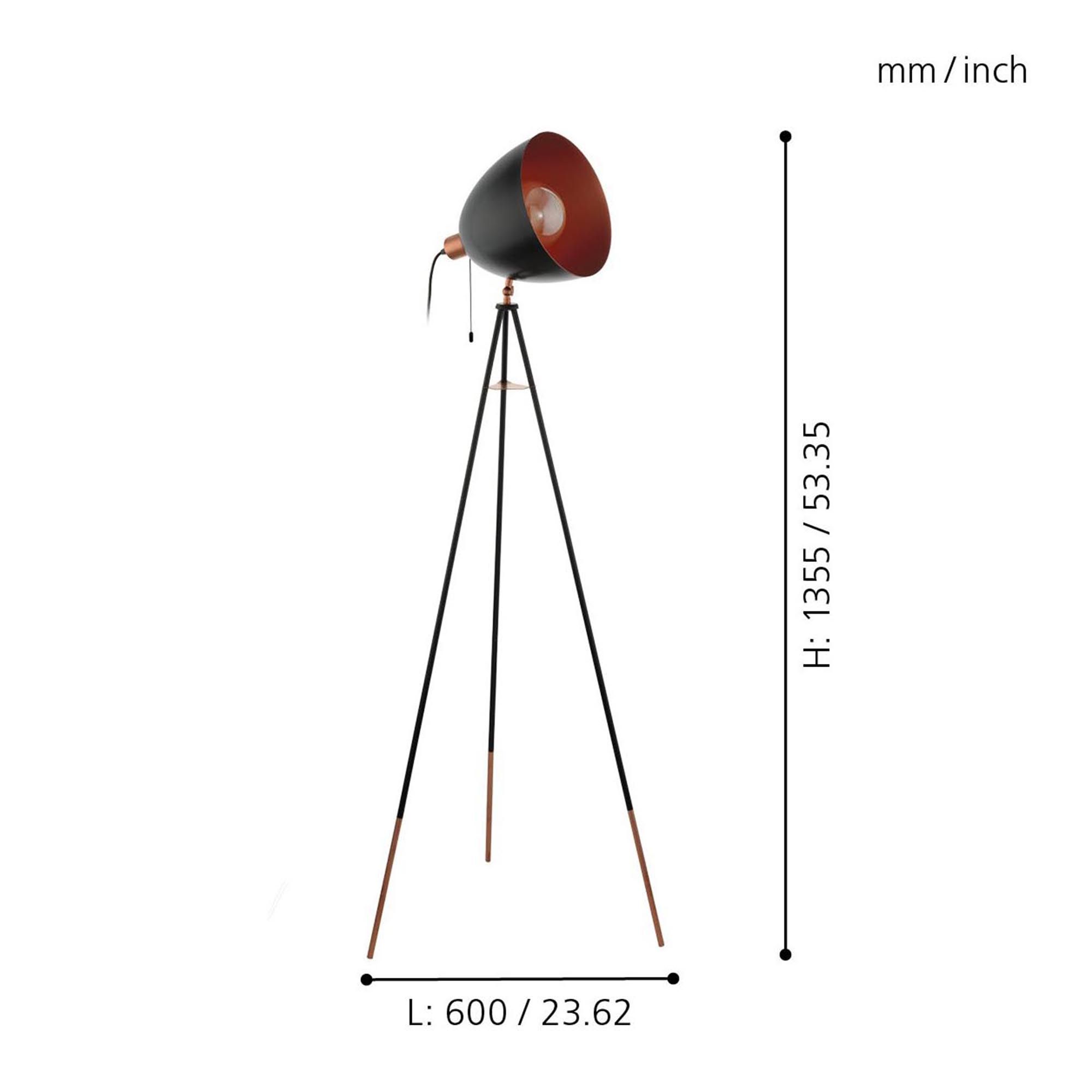Lampadaire CHESTER noir Ø37cm