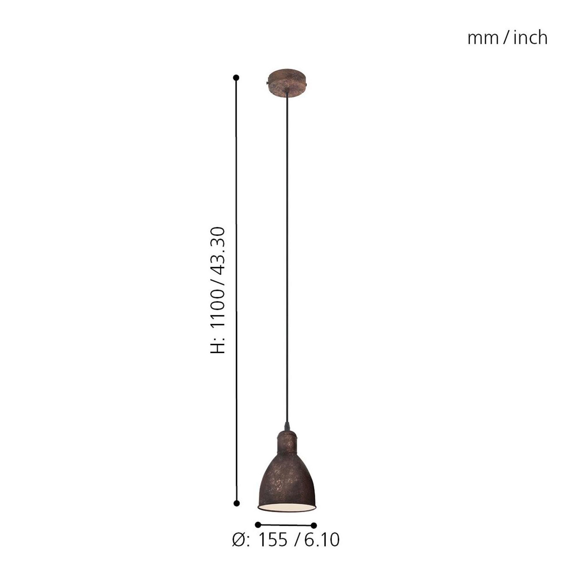 Suspension PRIDDY 1 cuivre Ø15,5cm