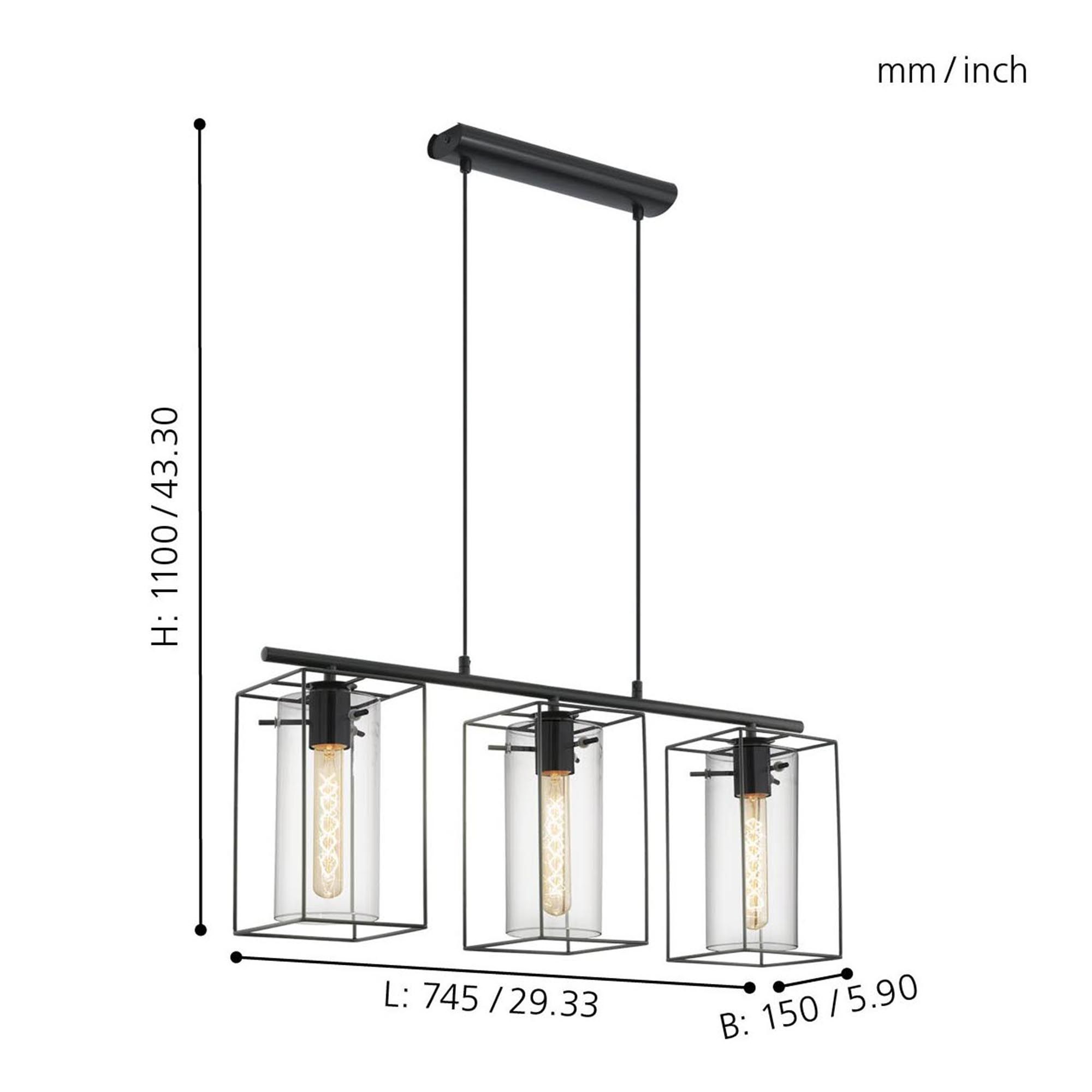 Suspension LONCINO verre fumé L74,5cm