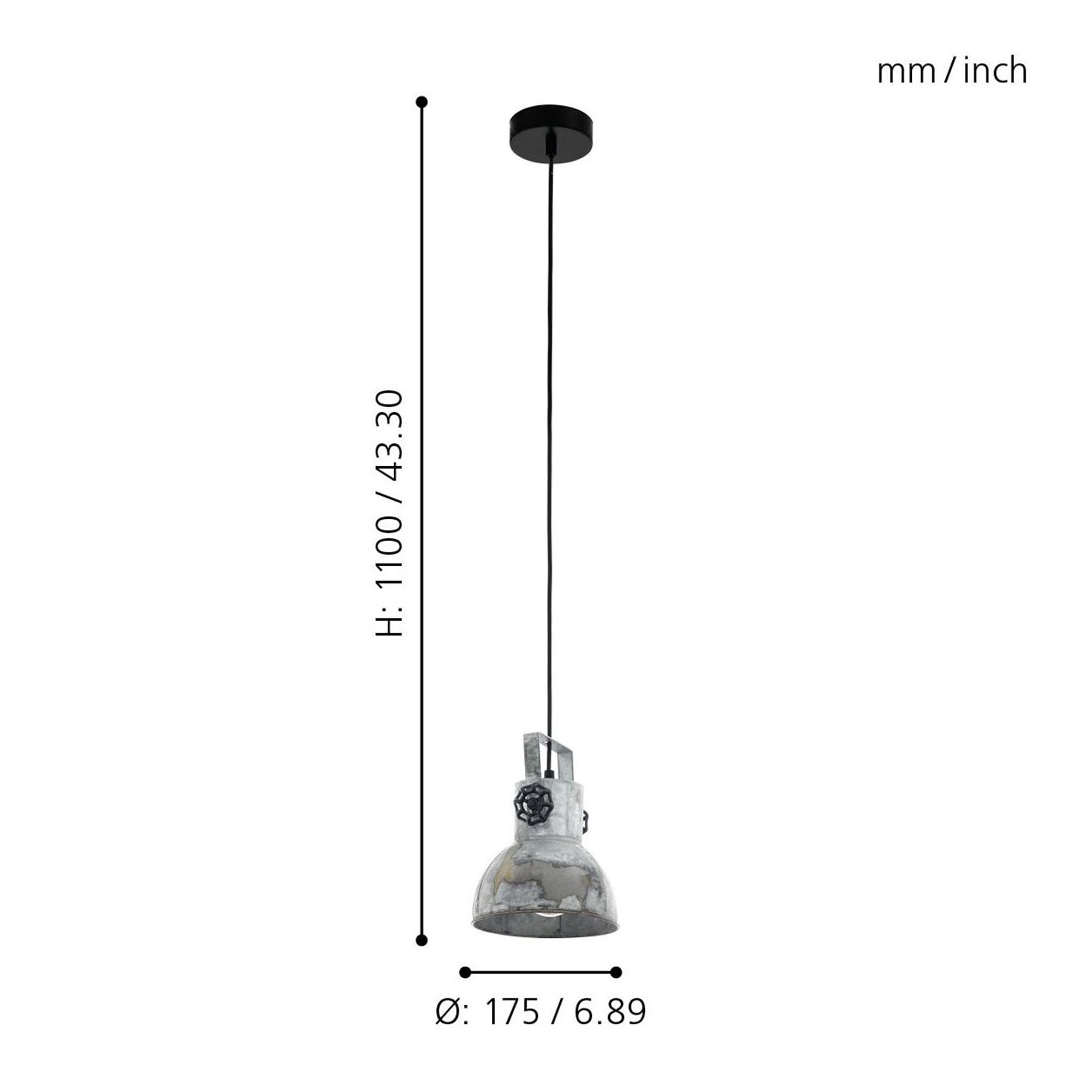 Suspension BARNSTAPLE gris Ø17,5cm