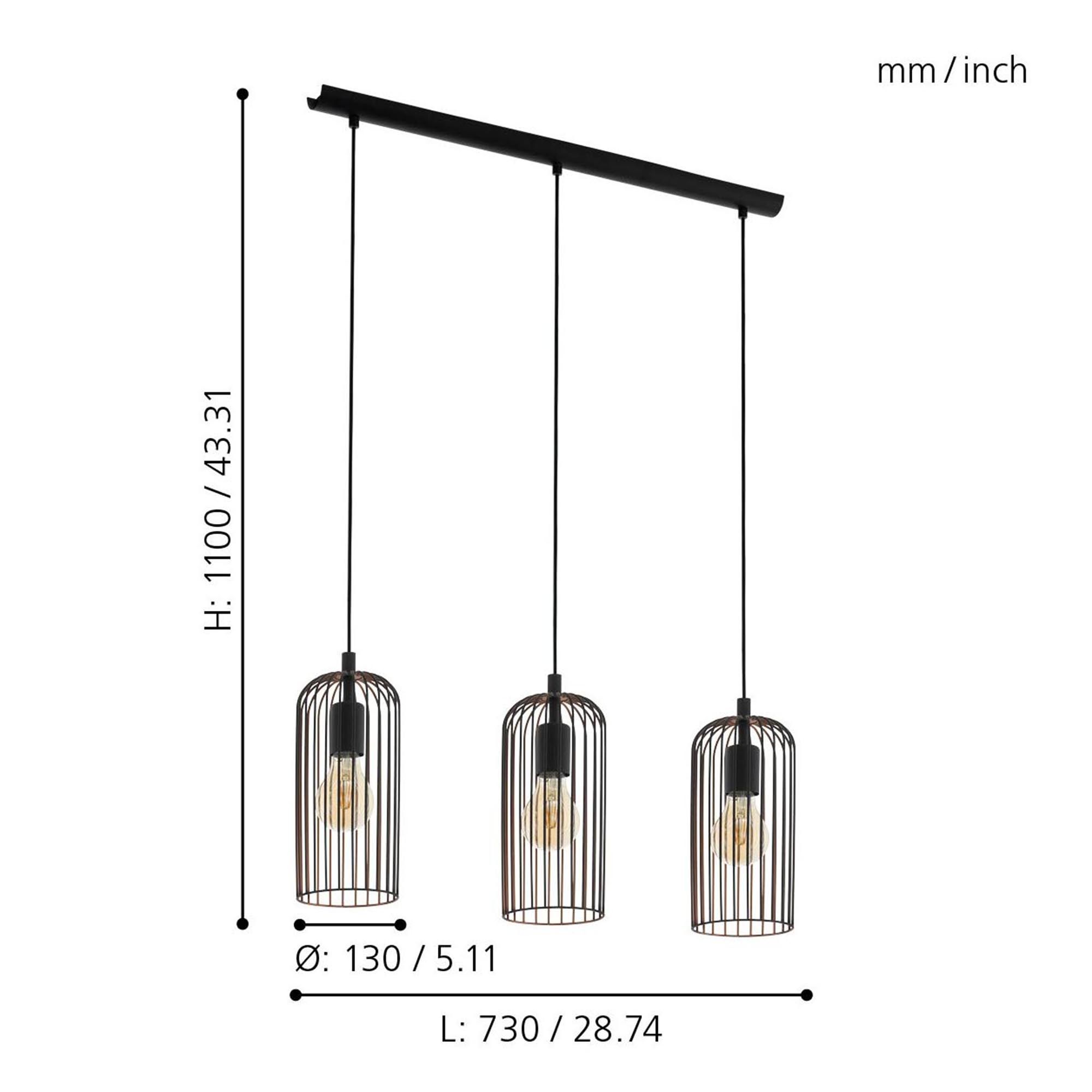 Suspension ROCCAMENA noir L73cm