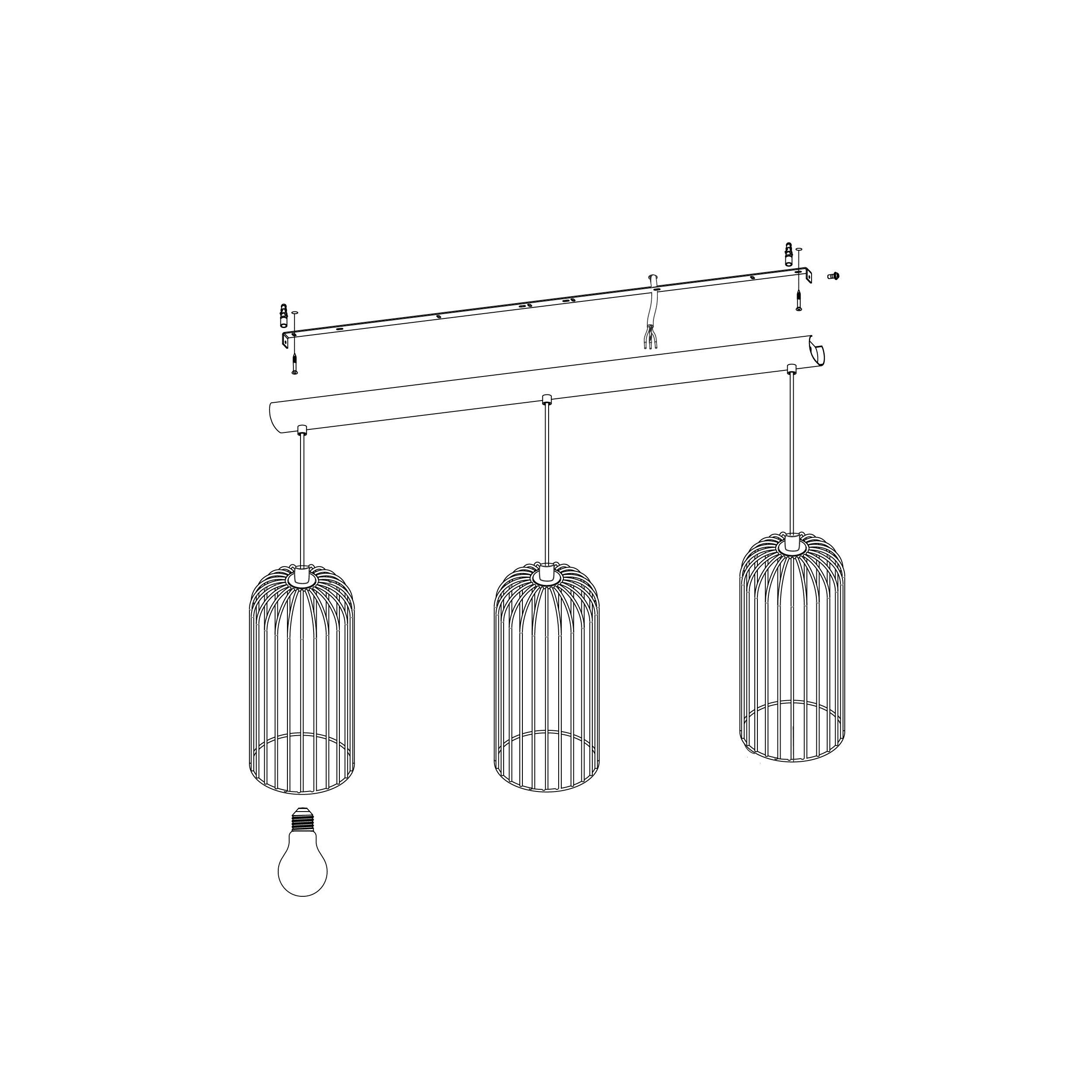 Suspension ROCCAMENA noir L73cm