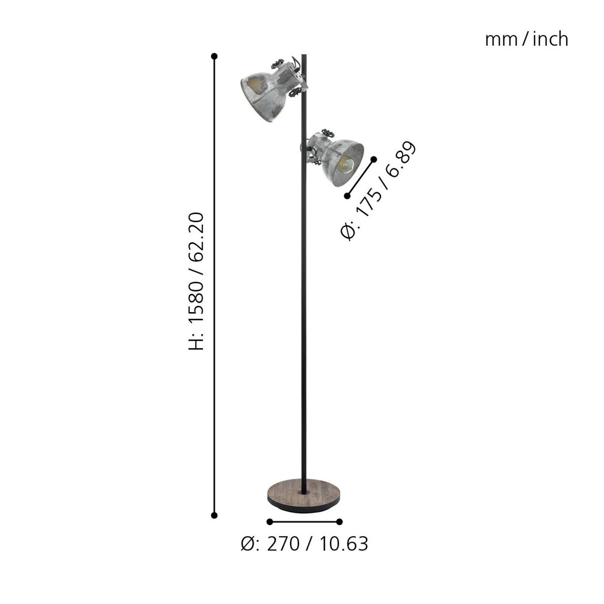 Lampadaire BARNSTAPPLE gris H158cm