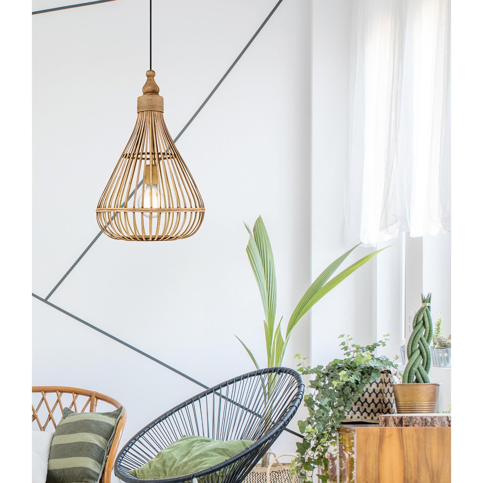 Suspension AMSFIELD naturel bois Ø35cm